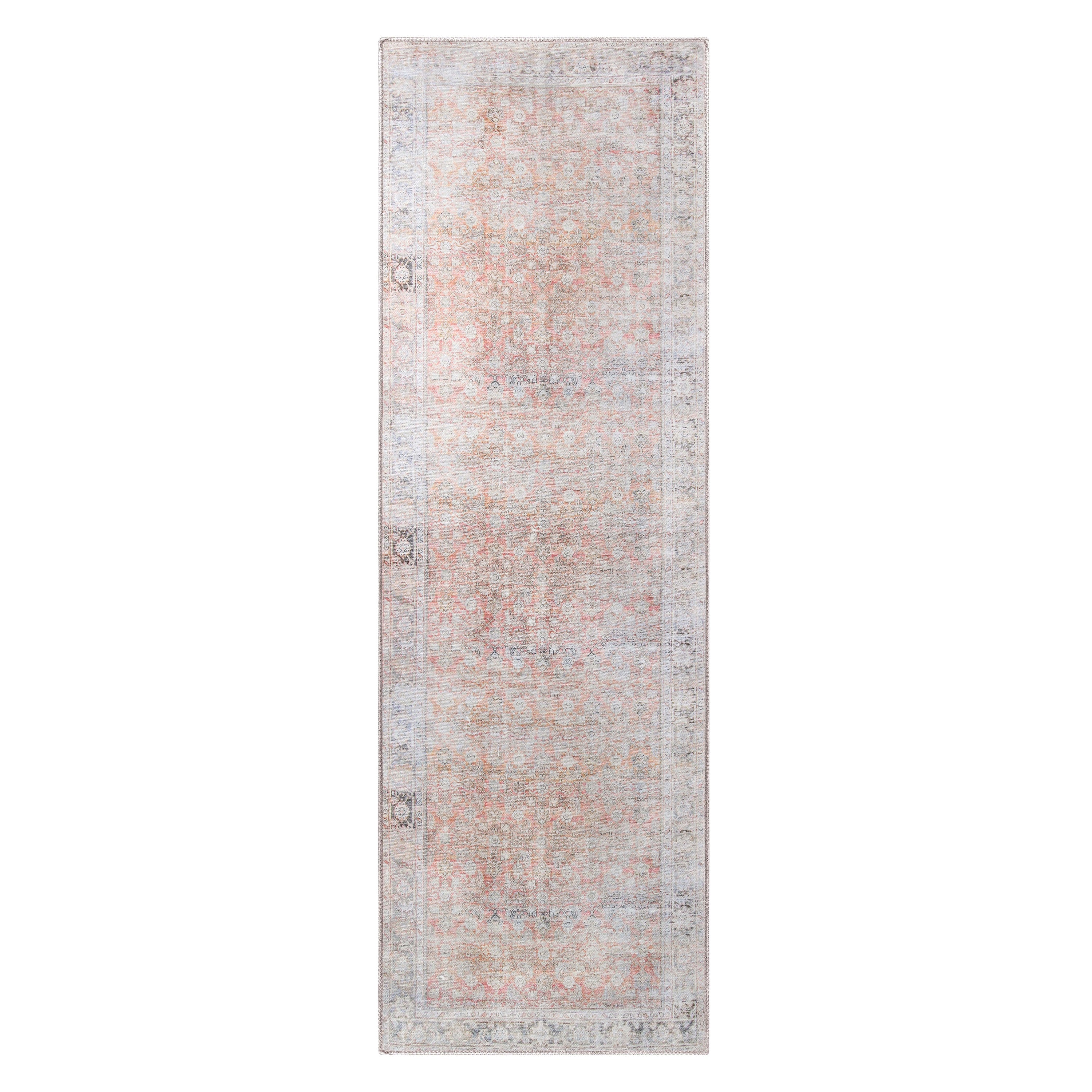 Lottie Distressed Geometric Farmhouse Indoor Area Rug - Soft Non-Slip Boho Chic Living Room Carpet for Home Decor, Bedroom & Office