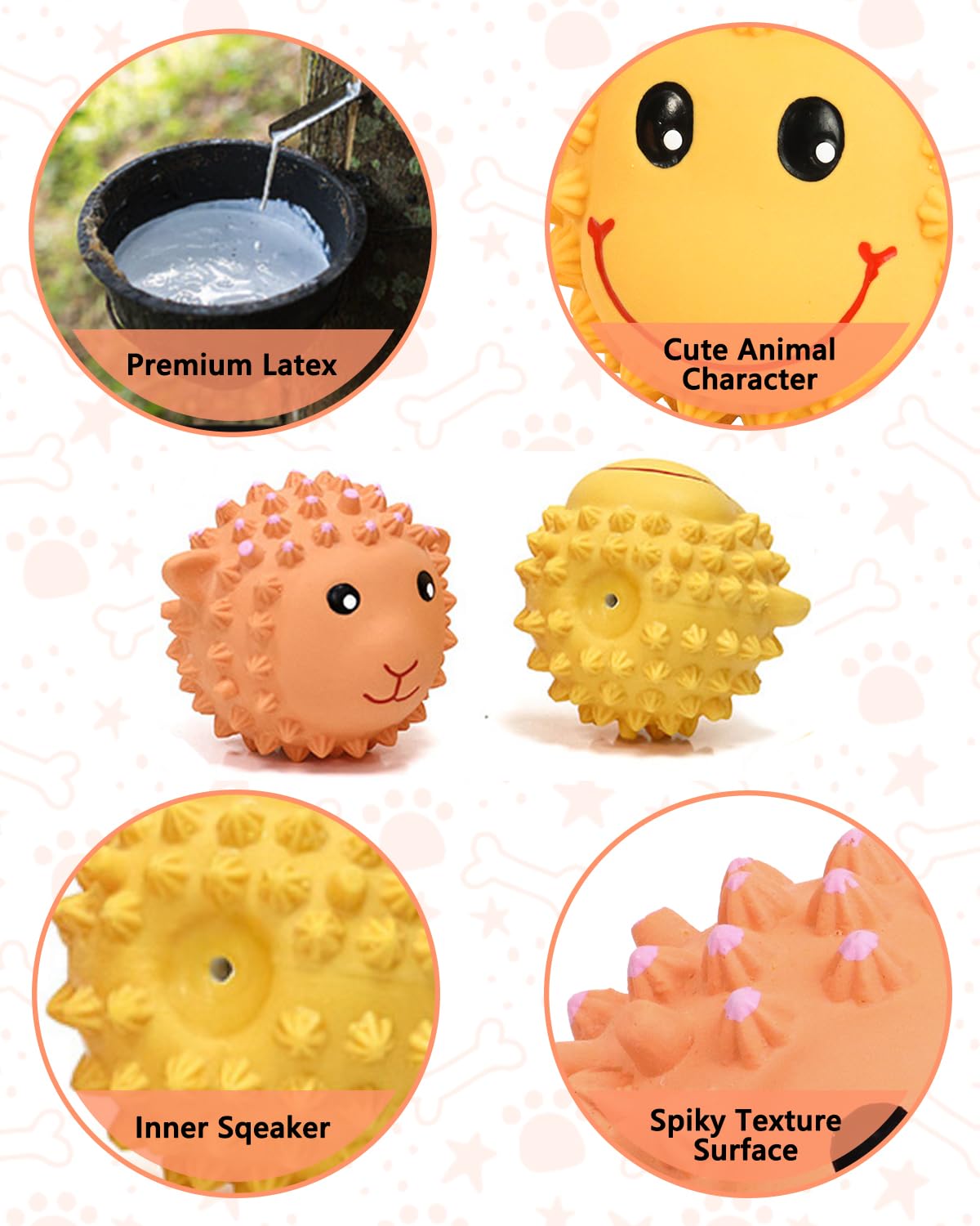 SCHITEC Squeaky Dog Toys for Small & Medium Dogs - 3'' Interactive Latex Squeak Fetch Balls [2 Pack] - Spiky Soft Rubber Puppy Chew Toys for Teeth Cleaning & Playtime | Perfect for Indoor/Outdoor Play, Training & Bonding with Your Pet