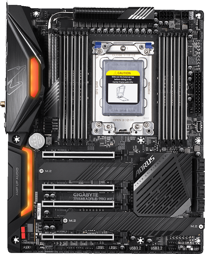 GIGABYTE TRX40 AORUS PRO WIFI AMD sTRX4 Motherboard with WiFi 6, PCIe 4.0, and RGB Fusion 2.0 - Perfect for High-End Gaming PCs and Workstations