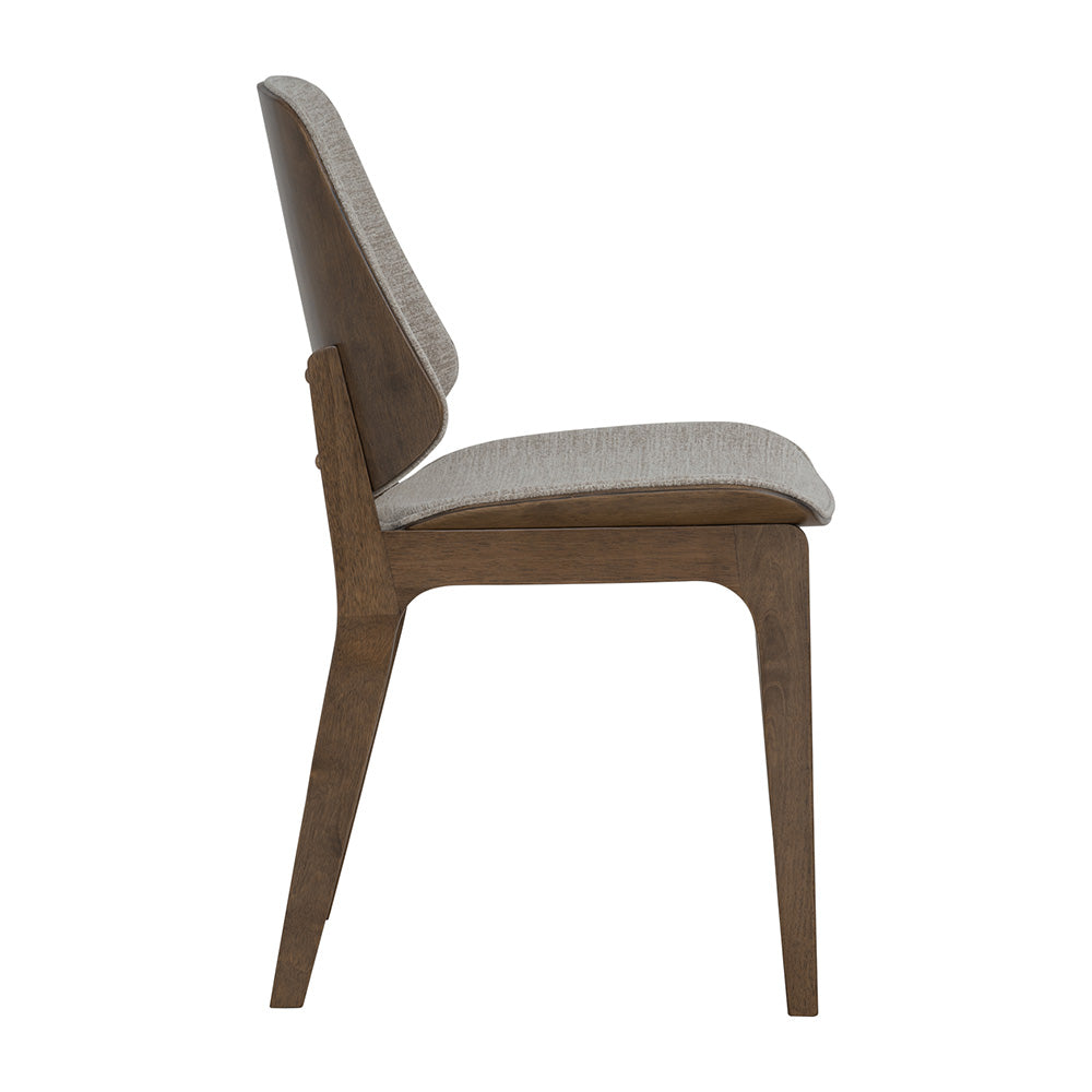 ERZA Modern Dining Chair - Solid Walnut Wood Frame & Grey Upholstery - Comfortable Kitchen, Dining Room, or Breakfast Nook Seating