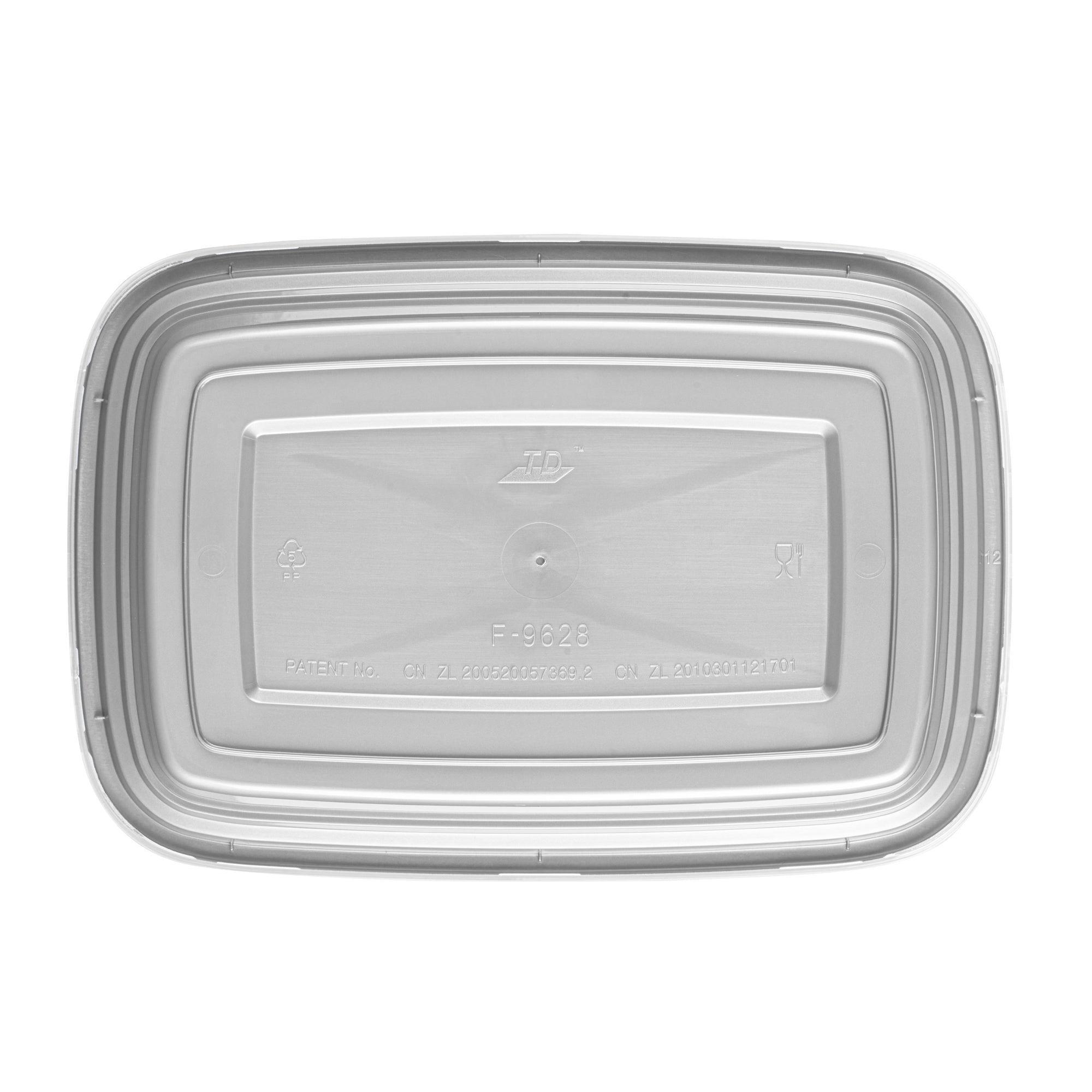 28 oz Rectangle Silver Plastic To-Go Food Containers with Clear Lids - Microwave Safe, 8.75