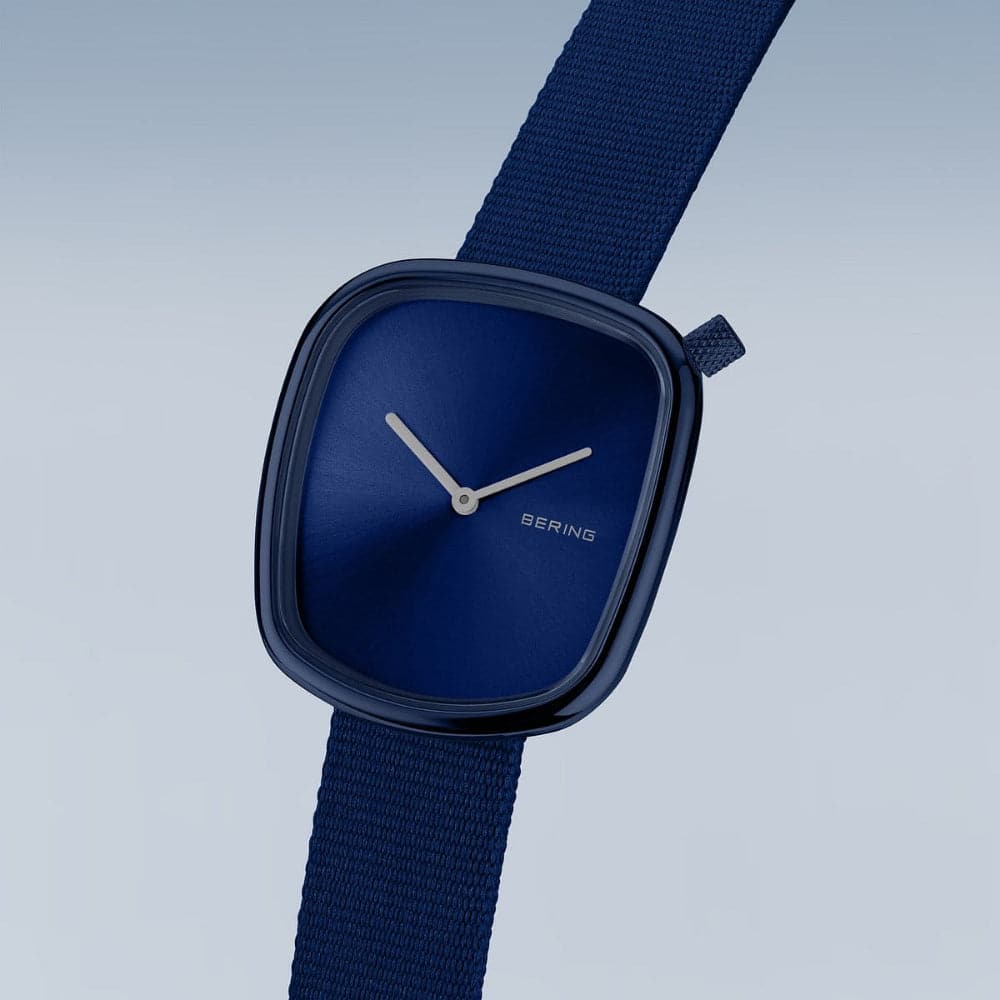 Bering Pebble Blue Dial Women's Watch with NATO Strap - Elegant Quartz Analog Timepiece for Women | Perfect for Office, Casual Wear & Everyday Use