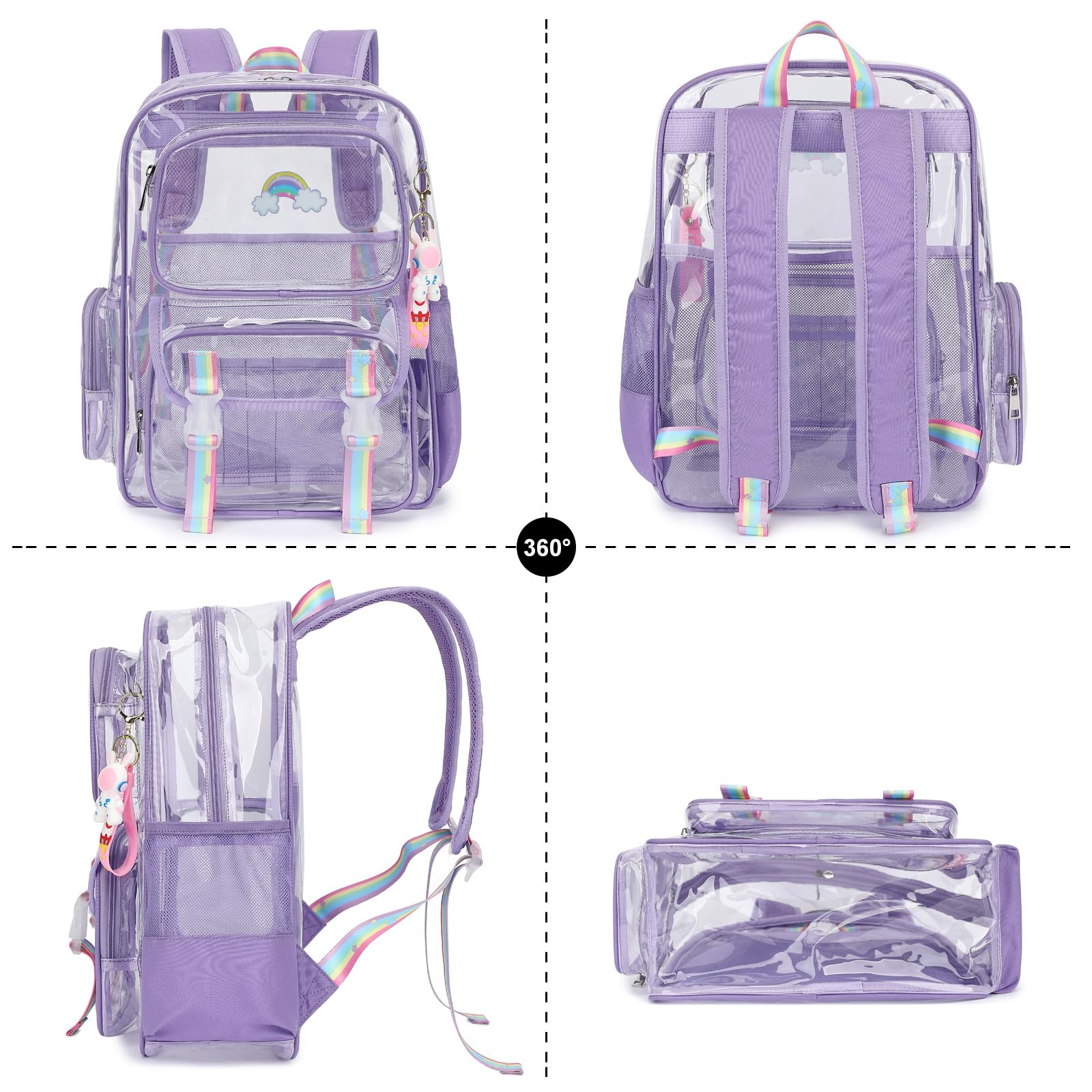Durable Clear PVC Backpack for Women & Girls - School, Travel, Work