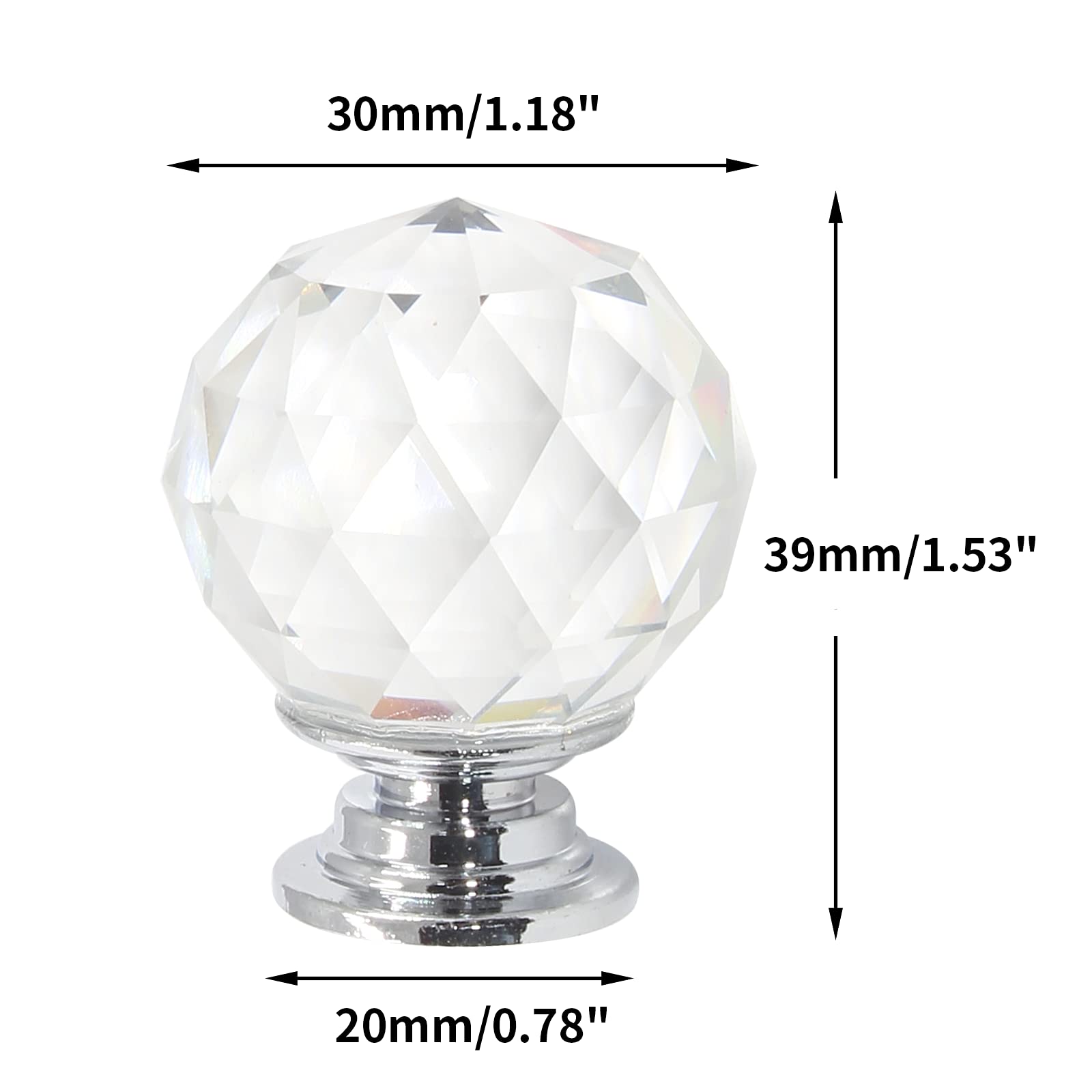 Uenhoy 6-Pack 1.2 Inch Clear Round Diamond Crystal Cabinet Knobs - Premium Drawer Pulls for Kitchen Cabinets, Wardrobes, Dressers & Furniture (Perfect for Home Renovation & DIY Projects)