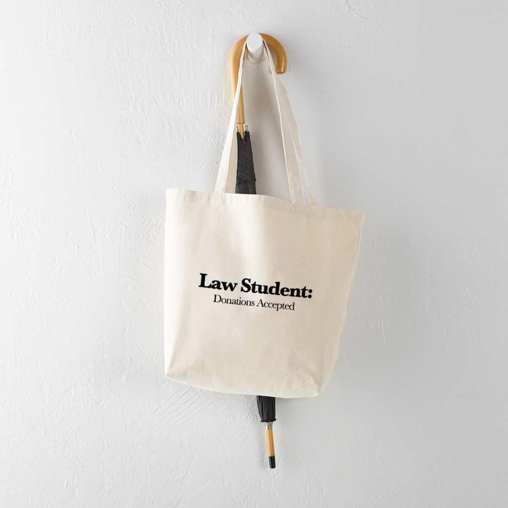Law Student Donations Accepted Tote Bag - Natural Canvas Reusable Shopping Bag for School, Groceries & Eco-Friendly Lifestyle