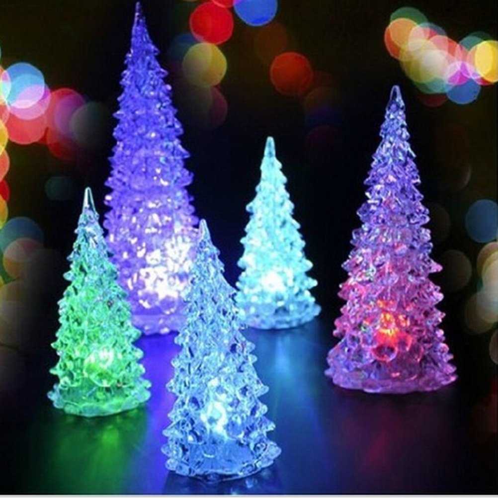 BESPORTBLE Acrylic LED Christmas Tree Night Light - Battery Operated Crystal Christmas Tree Lamp for Kids, Bedroom, Nursery, Holiday Decor - Perfect for Christmas Gifts, Home Decor, and Festive Ambiance