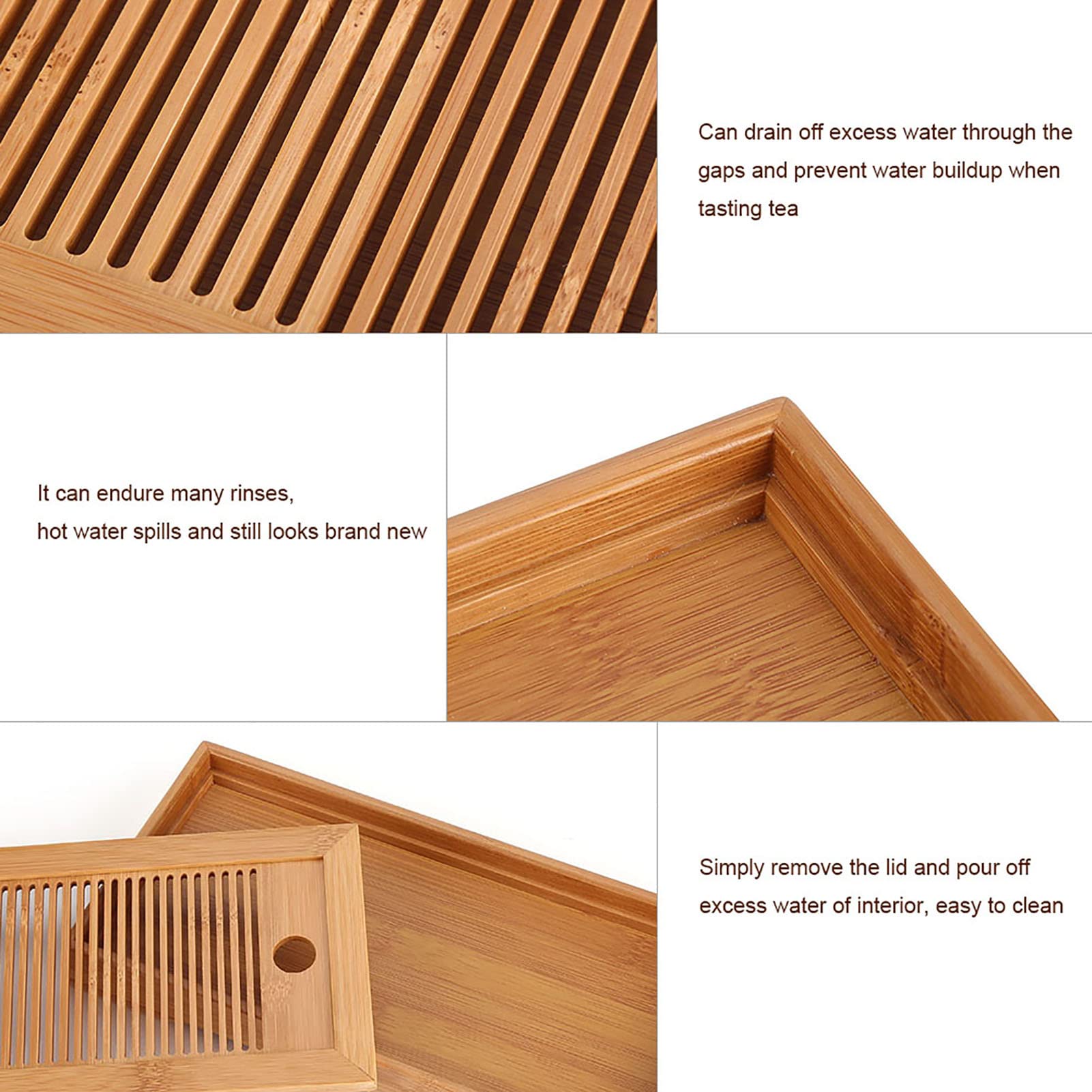 Premium Bamboo Tea Tray for Gongfu Tea Ceremony - Handcrafted Chinese Style Tea Serving Table with Drainage - Perfect for Teahouse, Home & Office Tea Time, Meditation & Zen Decor