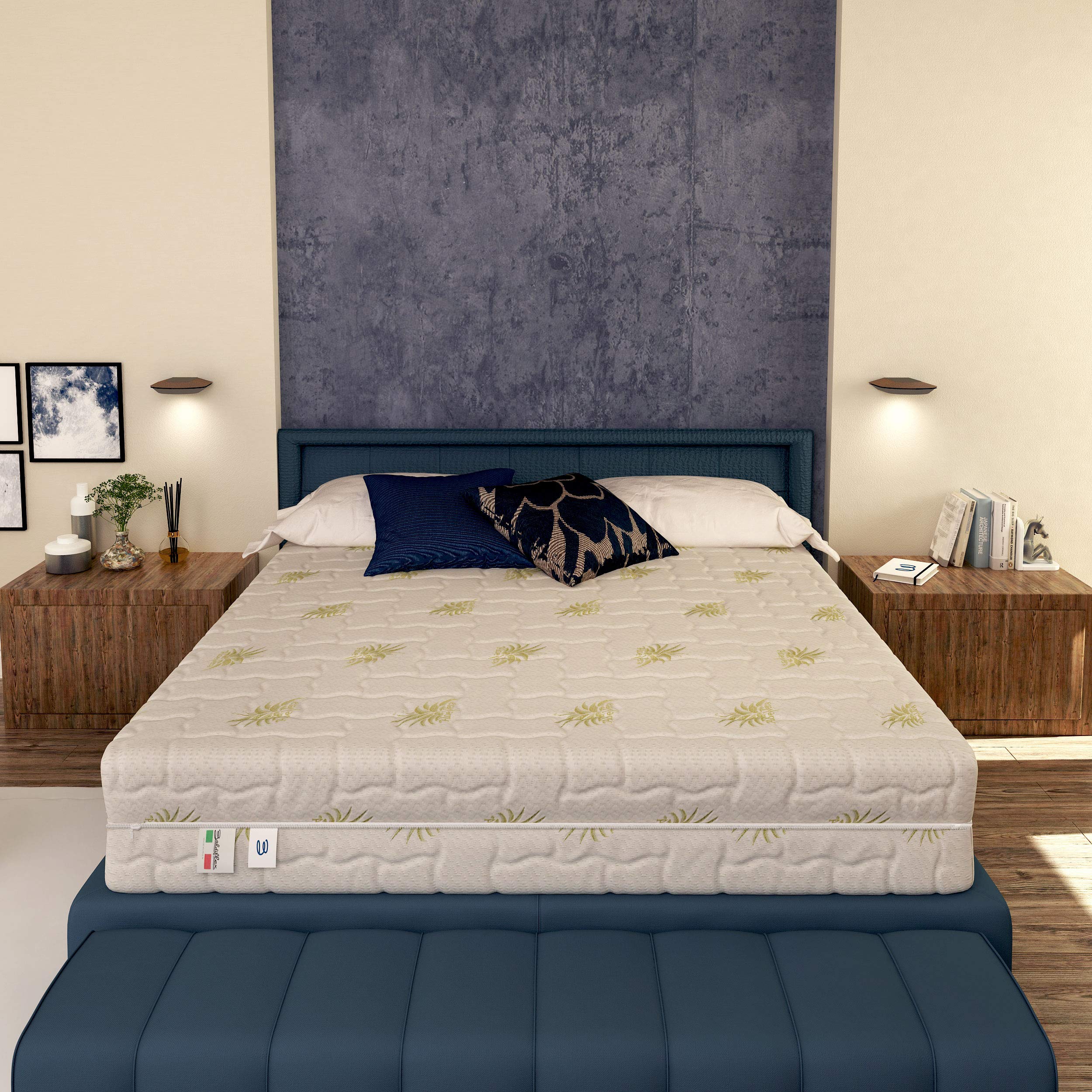 Baldiflex Memory Foam Mattress, Easy Plus Top Nice 160 x 190 cm (63 x 75 inches), 23 cm (9 inches) Height with Removable & Washable Aloe Vera Cover - Perfect for Bedrooms, Guest Rooms & Small Apartments