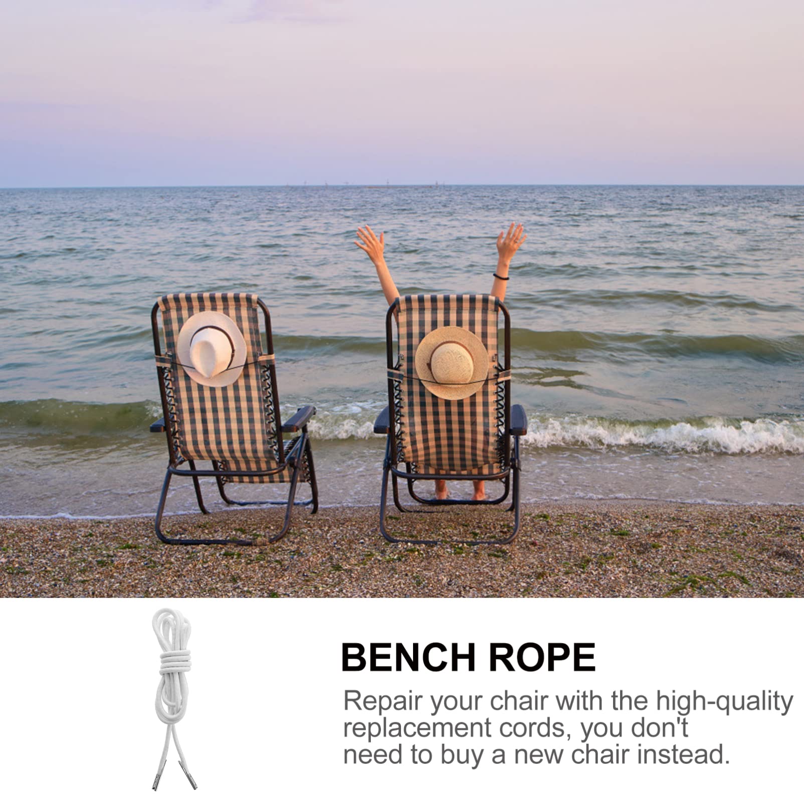 4-Pack White Chaise Lounge Replacement Bungee Cords – Latex Core Rope Laces for Reclining Patio Chairs, Beach Chairs & Salon Chairs – Durable Outdoor Furniture Repair Accessories for Poolside, Backyard & Spa Relaxation