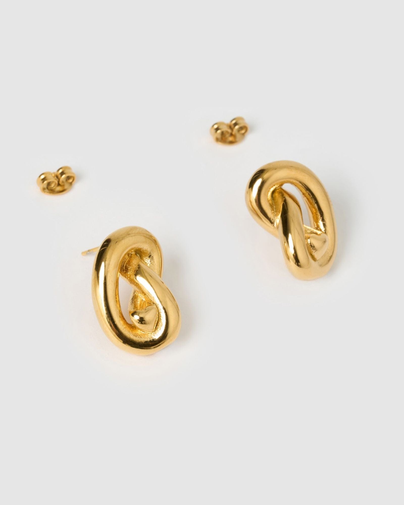 Izoa Eve Knot Stud Earrings - 14K Gold Plated Minimalist Studs for Women, Perfect for Everyday Wear, Gift Giving & Special Occasions