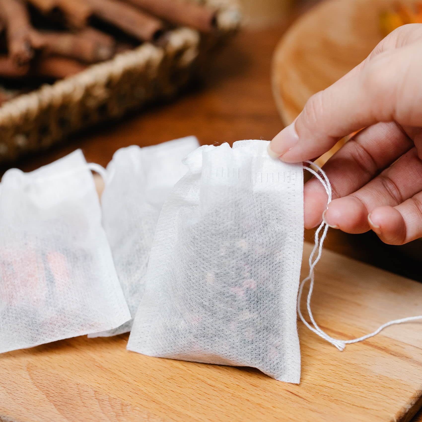 100 Pcs Disposable Empty Tea Filter Bags for Loose Leaf Tea - 4.72 x 5.51 Inches White Tea Infuser Bags - Perfect for Home Brewing, Iced Tea, Herbal Tea & DIY Tea Blends