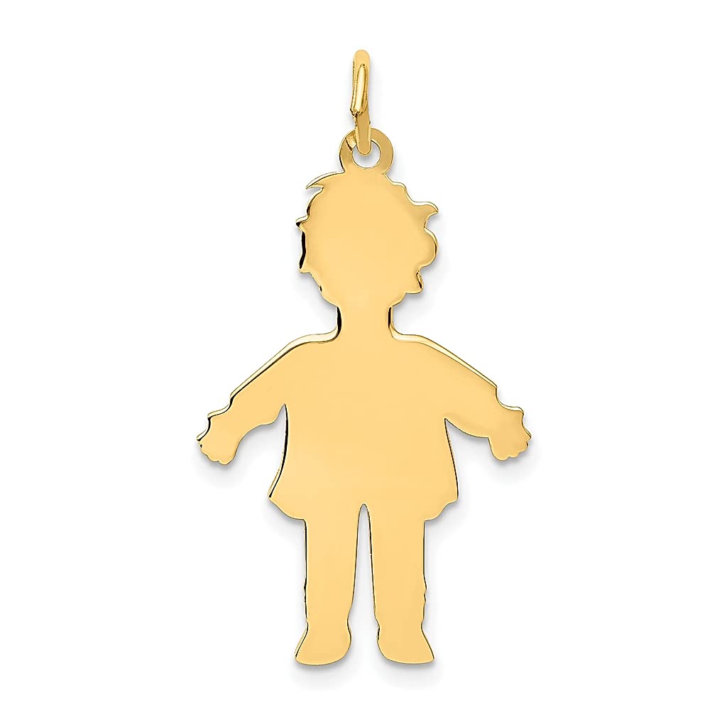 14K Yellow Gold Large Boy Charm Necklace - Engravable Disc Pendant for Women, Personalized Baby Jewelry Gift for Her | Perfect for Mother's Day, Birthday & Anniversary Gifts