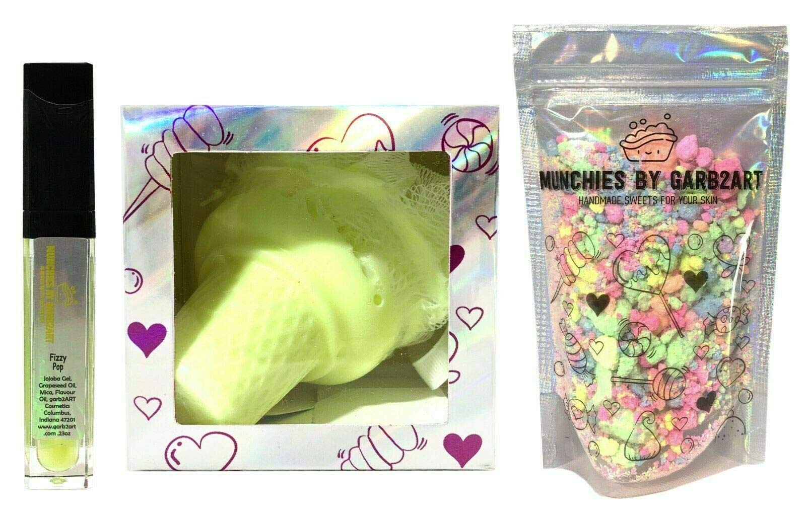 Handmade Bath Gift Set - USA Made Fizzies, Pop Rocks, Soap, Lip Balm & Moisturizer for Dry Skin | Bubble Bath Spa Essentials, Perfect Birthday & Mother's Day Gift (Fizzy Pop) - Relaxing Self-Care & Home Spa Experience