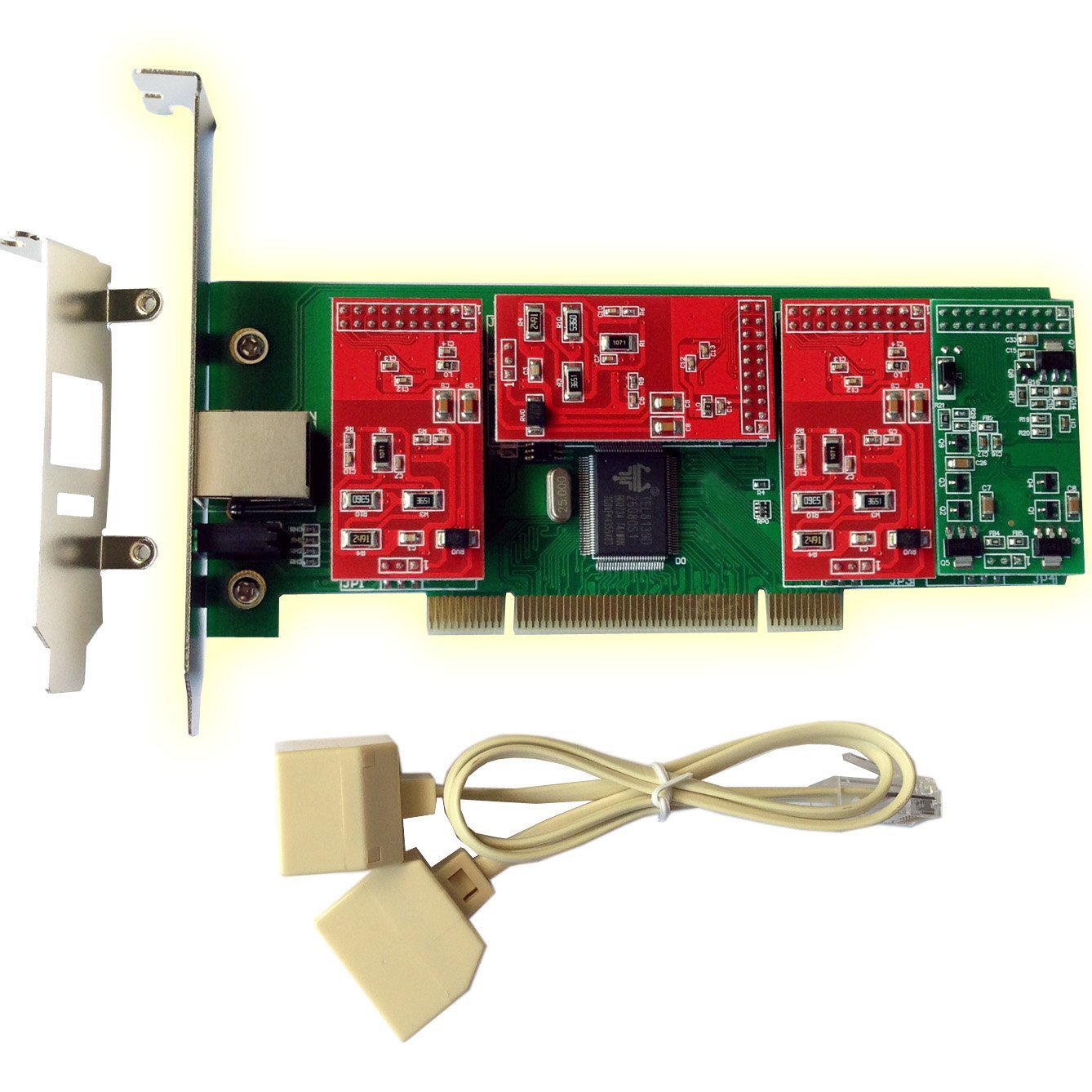 FXS FXO VoIP Card with 3 FXO + 1 FXS Ports | PCI Low Profile | Compatible with Asterisk, FreePBX, Issabel & DAHDI | Ideal for IP PBX Phone Systems & Office VoIP Solutions
