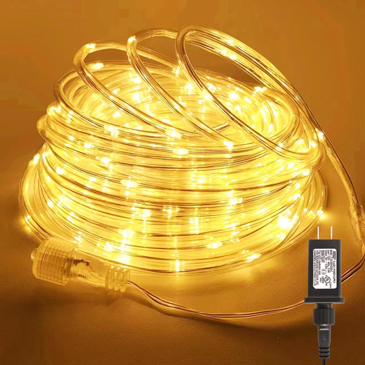 200 LED 66Ft Waterproof Connectable Rope Lights - Indoor/Outdoor Flexible Lighting for Patio, Pool, Bedroom, Living Room, Christmas Tree & Landscape Decor (Warm White) | Perfect for Parties, Weddings & Holiday Displays
