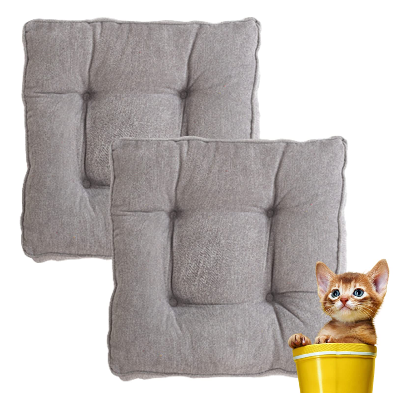 Velvet Chair Cushion with Ties - Non-Slip Soft Seat Pad for Dining & Kitchen Chairs (Set of 2, 18 Inch) - Durable & Comfortable for Living Room, Office, Patio & Home Decor