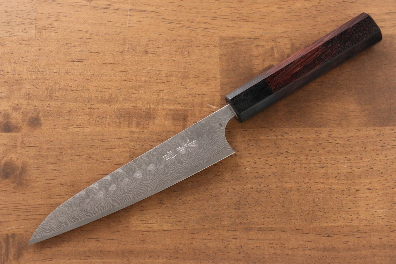 Masakage Kumo VG10 Damascus 150mm Petty Utility Knife with Exotic Shitan Wood Handle - Perfect for Precision Slicing, Fruit Cutting & Kitchen Tasks