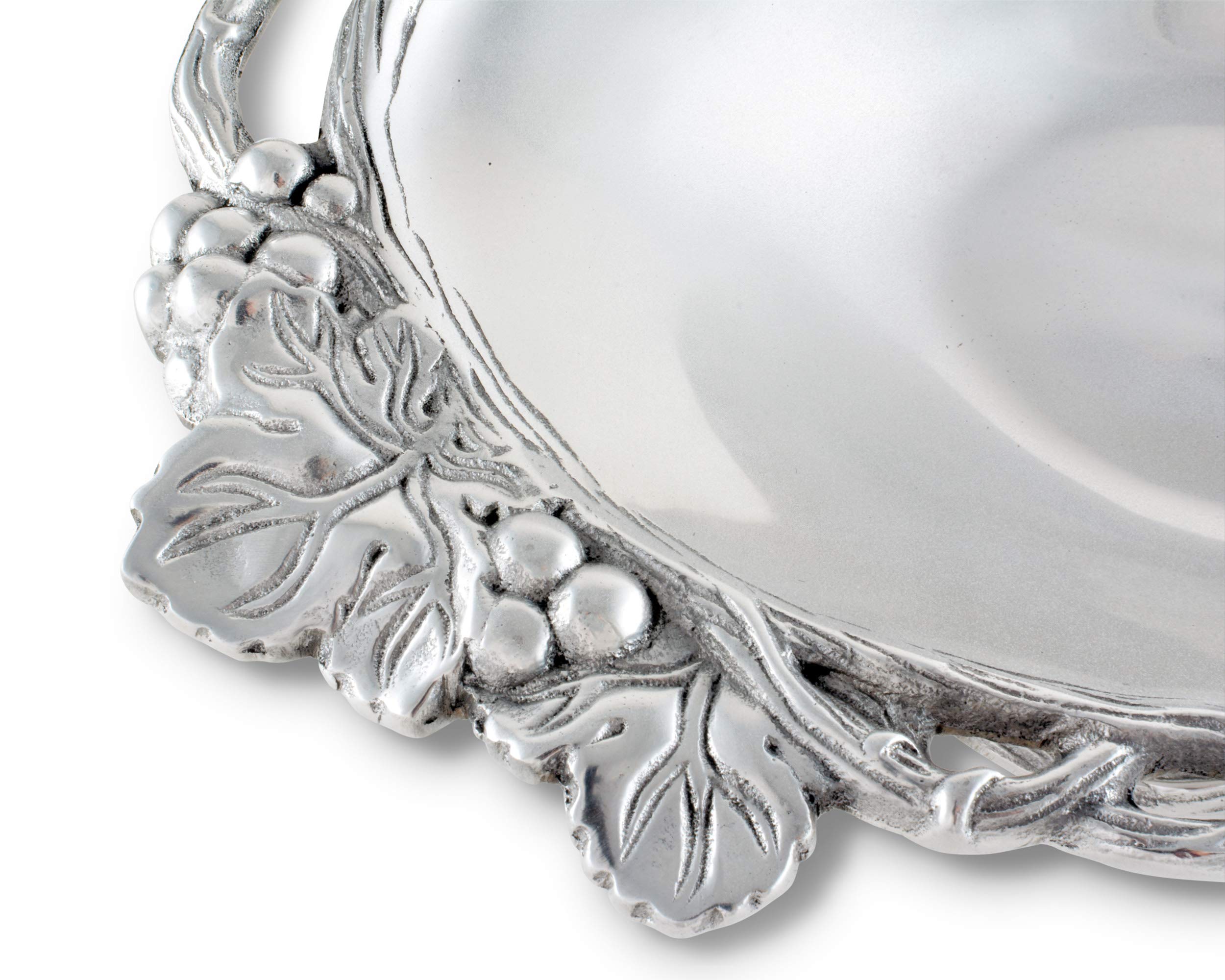 Arthur Court Designs 11.5 Inch Aluminum Grape Vine Vegetable Serving Dish - Elegant Fruit & Appetizer Tray for Parties, Weddings & Holiday Entertaining