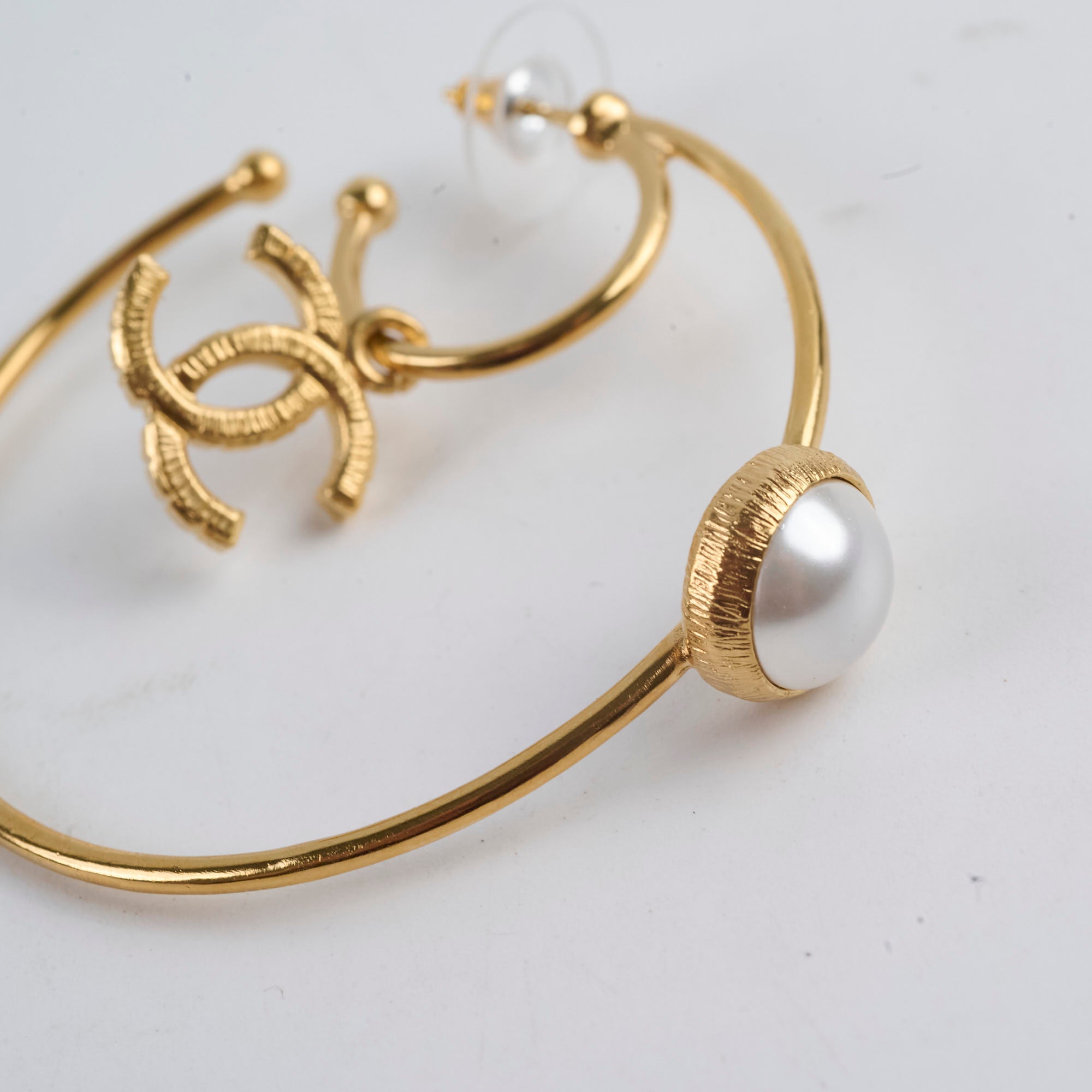 Chanel Large Hoop Pearl CC Earrings - Luxury Fashion Jewelry for Women | Perfect for Parties, Weddings & Special Occasions