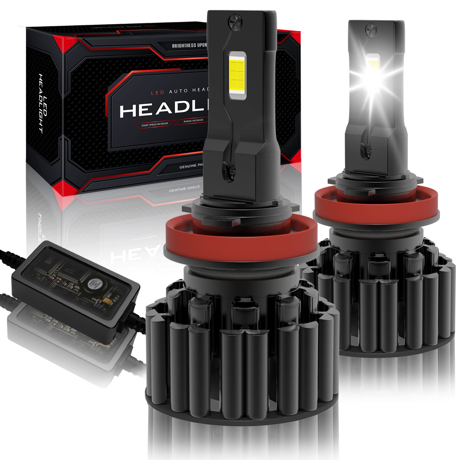 H11 H8 H9 LED Headlight Bulbs 6500K Cool White 10,000LM - Halogen Replacement Conversion Kit for Low Beam, Plug and Play (Pack of 2) - Perfect for Night Driving, Foggy Conditions & Enhanced Road Visibility