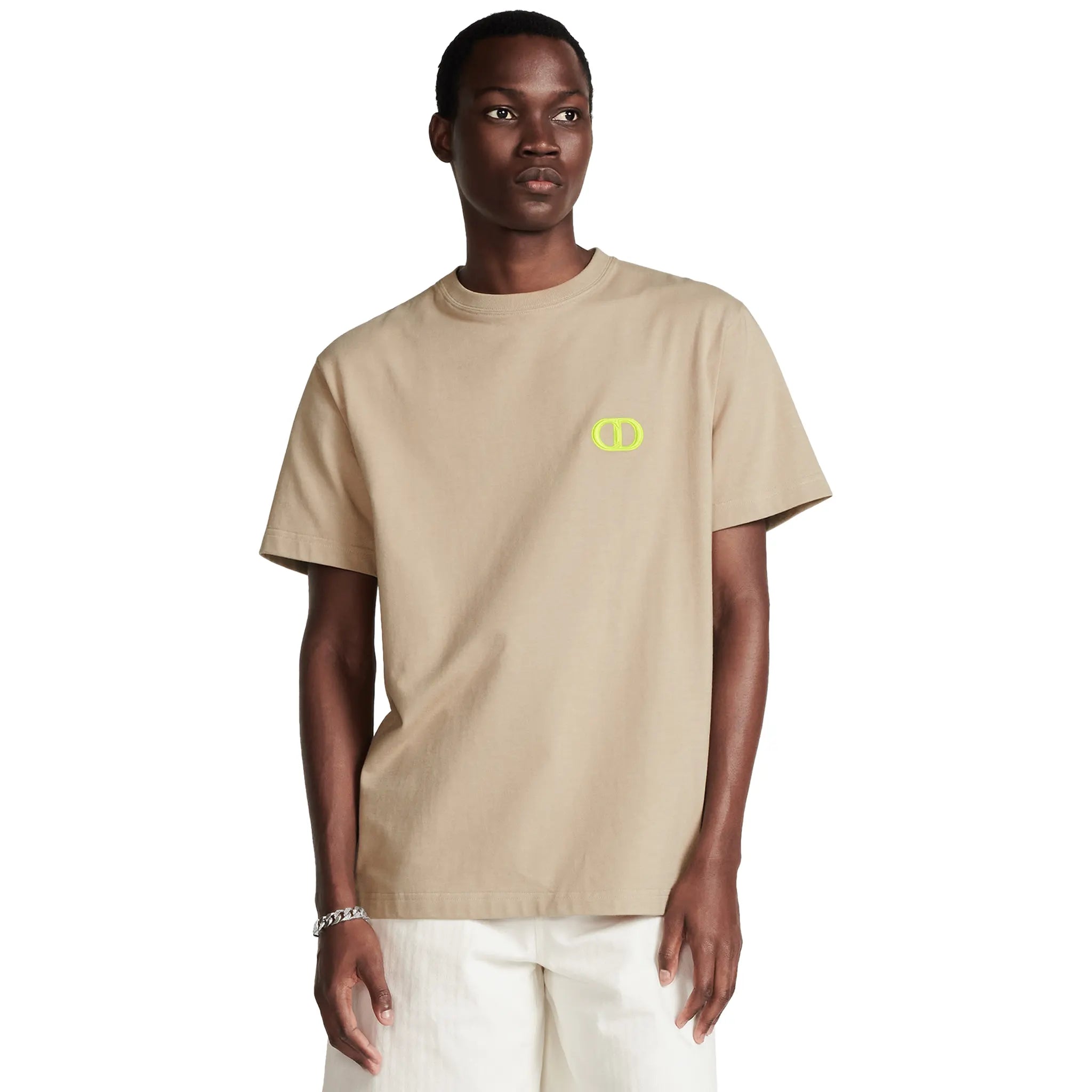 Dior CD Icon Relaxed Fit Cotton Beige T-Shirt for Men - Casual Luxury Tee for Everyday Wear, Street Style & Summer Outfits