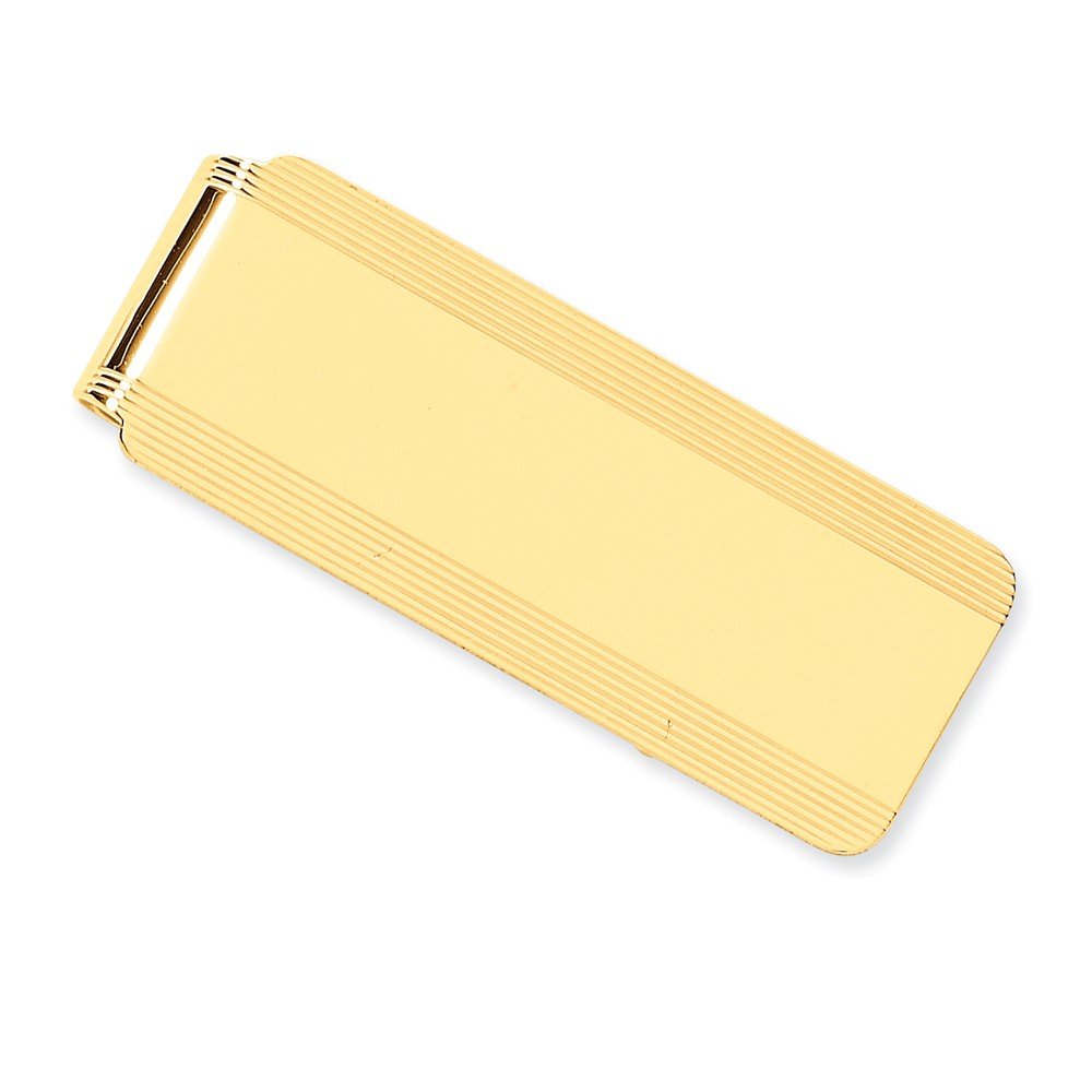 14K Gold Men's Money Clip - Grooved & Polished Design for Cash & Cards - Perfect for Gifts, Business, and Everyday Use