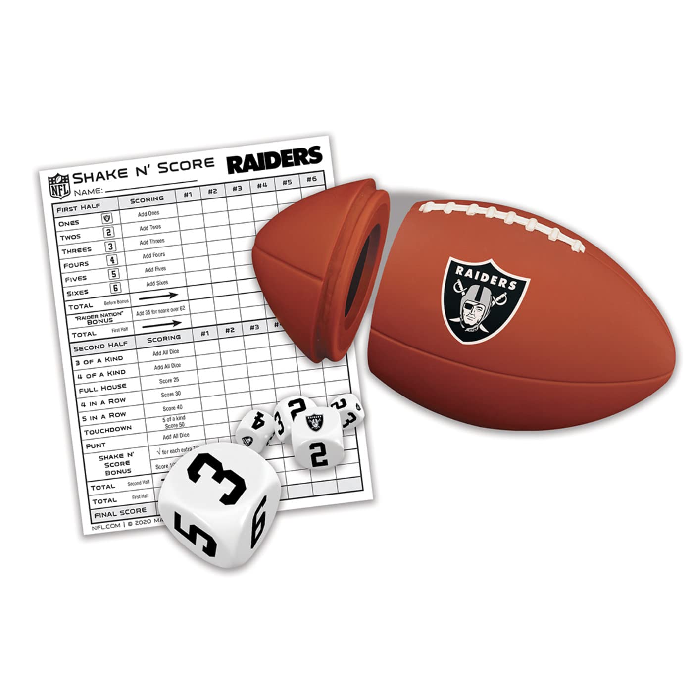 MasterPieces NFL Shake N' Score Travel Dice Game - Portable Football Board Game for Adults & Kids - Perfect for Tailgating, Road Trips & Family Game Nights