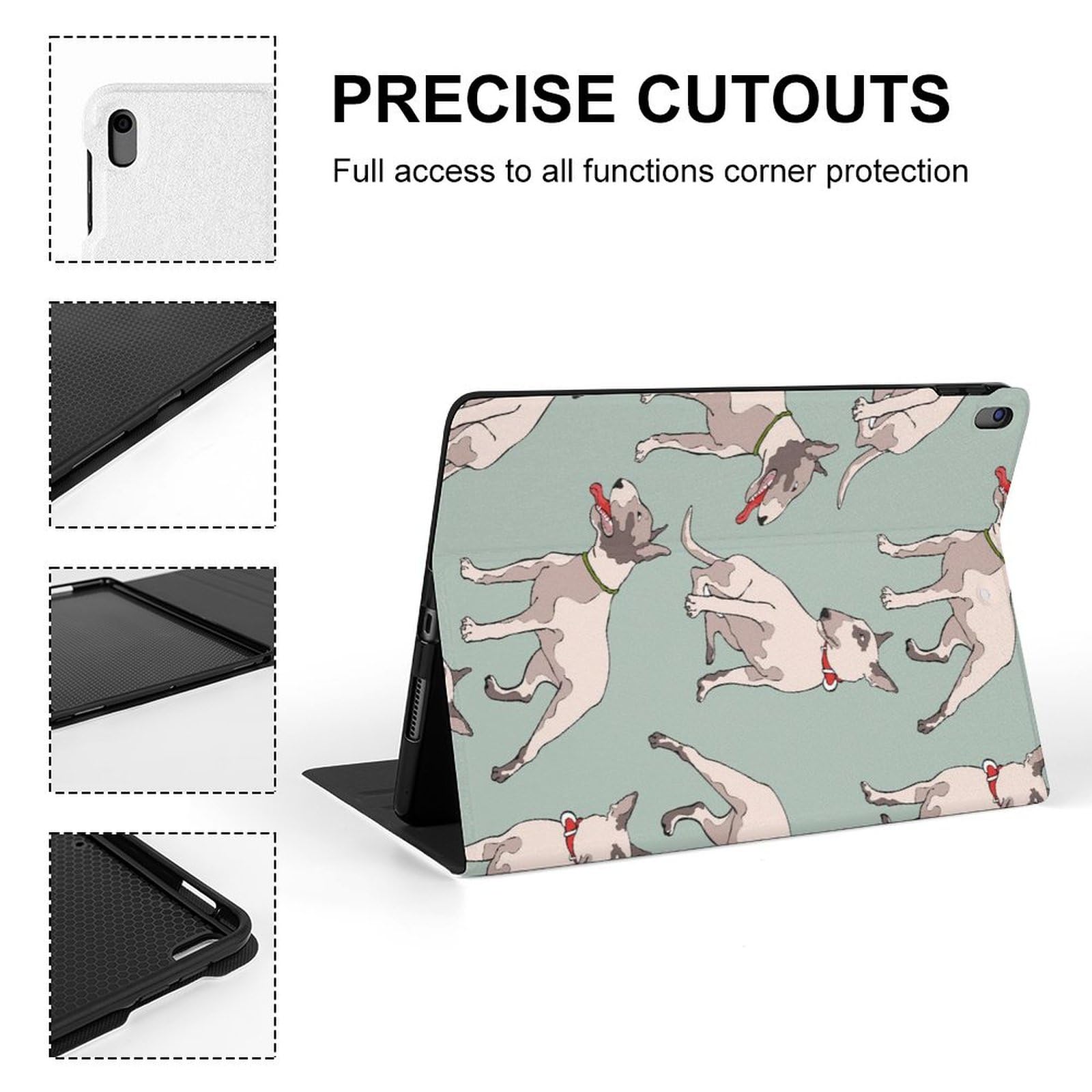 Bull Terrier Pet Dog iPad Pro/Air 3 (10.5in) Case - Multi-Angle Adjustable Stand with Auto Wake/Sleep Cover - Perfect for Work, Travel & Home Use