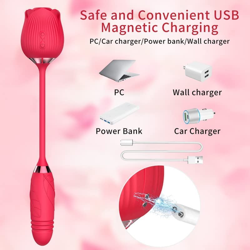 Premium Rose Sex Toy for Women - 10-Speed Thrusting G-Spot & Clitoral Stimulator, Upgraded Adult Toy for Couples Pleasure - Perfect for Solo Play & Romantic Nights