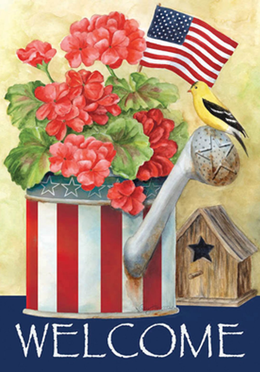 Toland Home Garden Patriotic Watering Can Flag - 28x40 Inch Double Sided Outdoor Garden Flag with American Flag Design for Yard, House, Flower Bed Decoration | Perfect for 4th of July, Memorial Day & Patriotic Home Decor