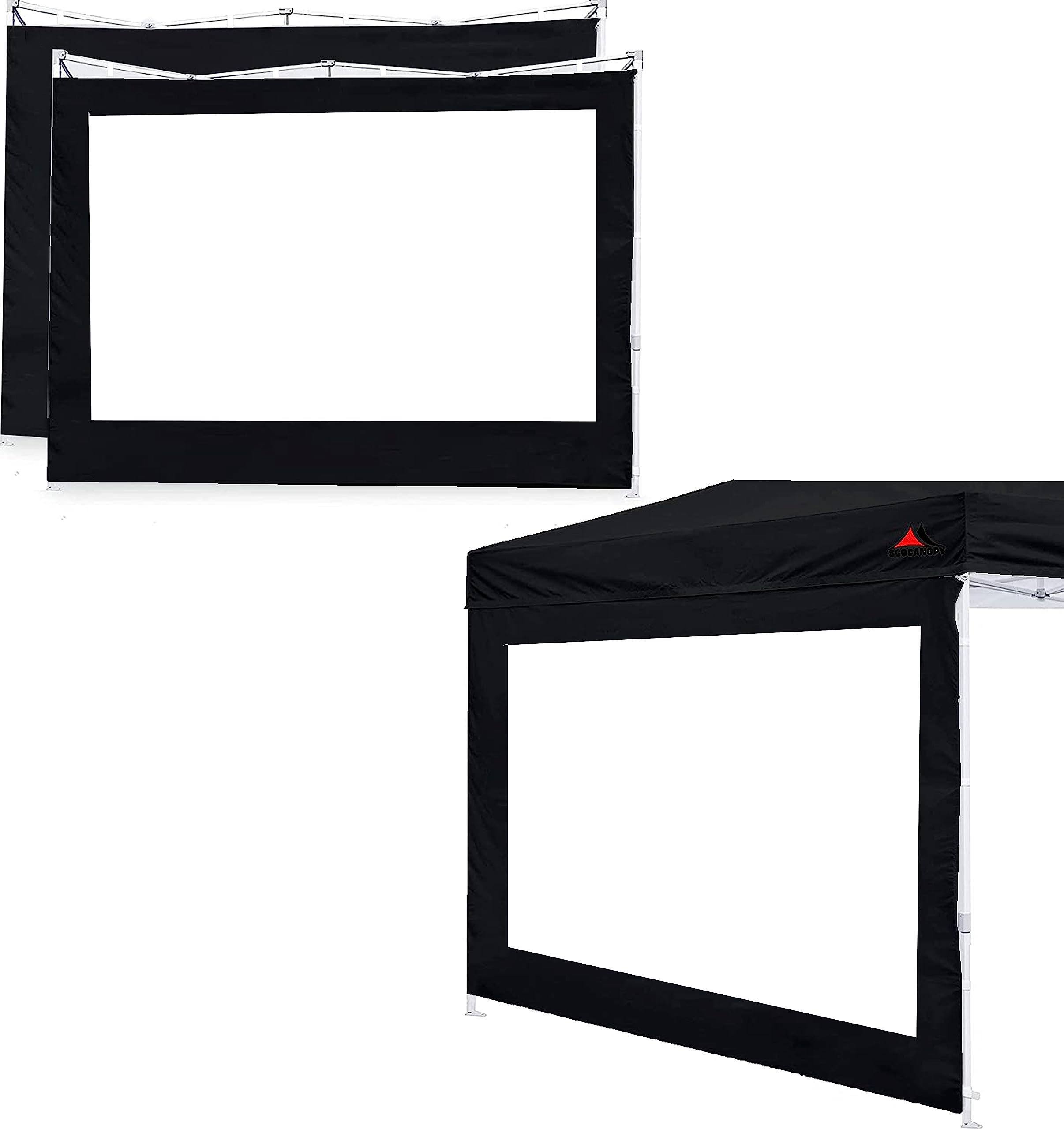 10x10 Canopy Sidewalls - 3 Pack Clear Window Sunwalls for Outdoor Canopy Frame (Black) - Perfect for Camping, Picnics, and Outdoor Events
