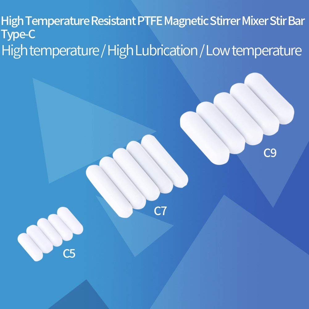 5pcs PTFE Magnetic Stir Bars - C7×30mm White Stirring Rods for Laboratory Mixers & Magnetic Stirrers | Ideal for Chemistry Experiments, Scientific Research & Lab Mixing Applications