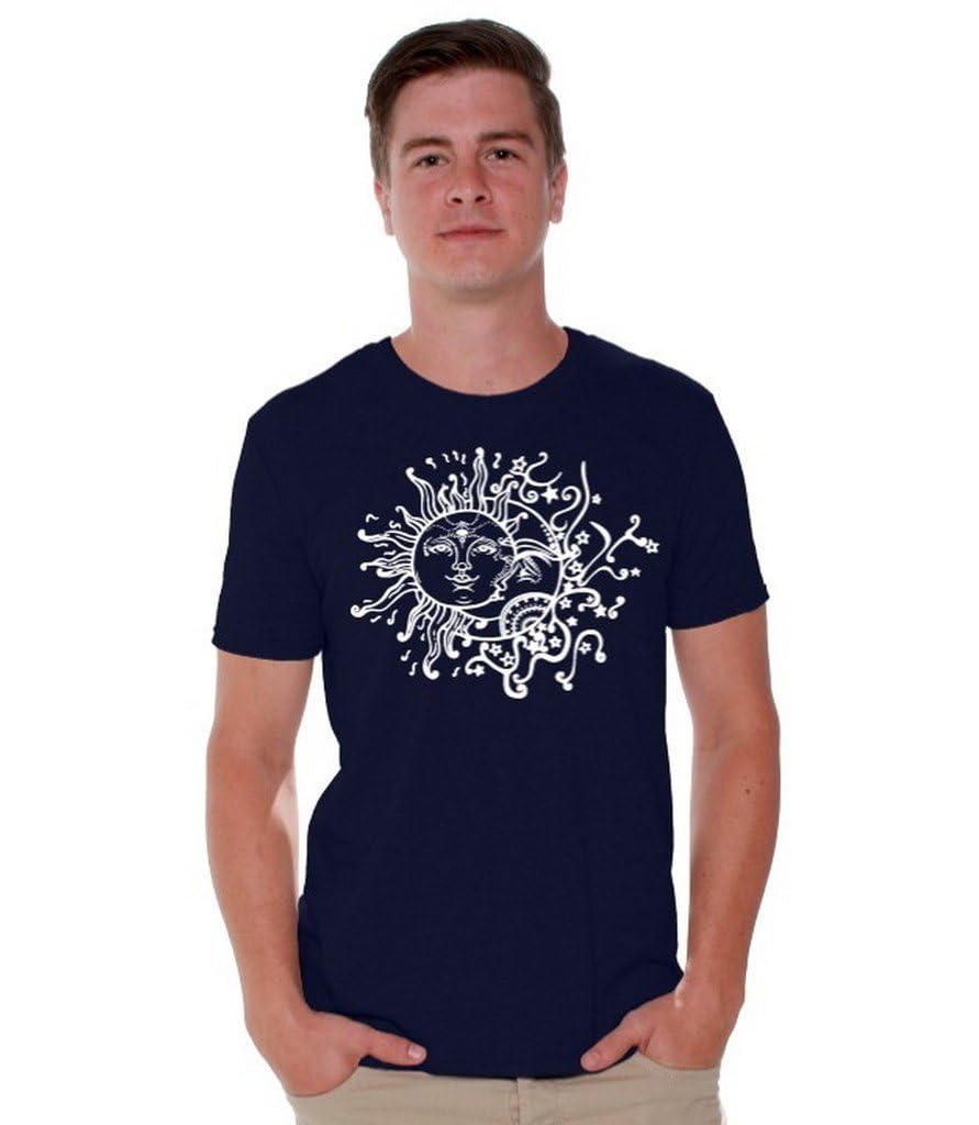 Awkwardstyles Sun Moon Graphic T-Shirt - White Astronomy & Astrology Tee with Free Bookmark - Perfect for Stargazing, Cosplay, and Gift Giving