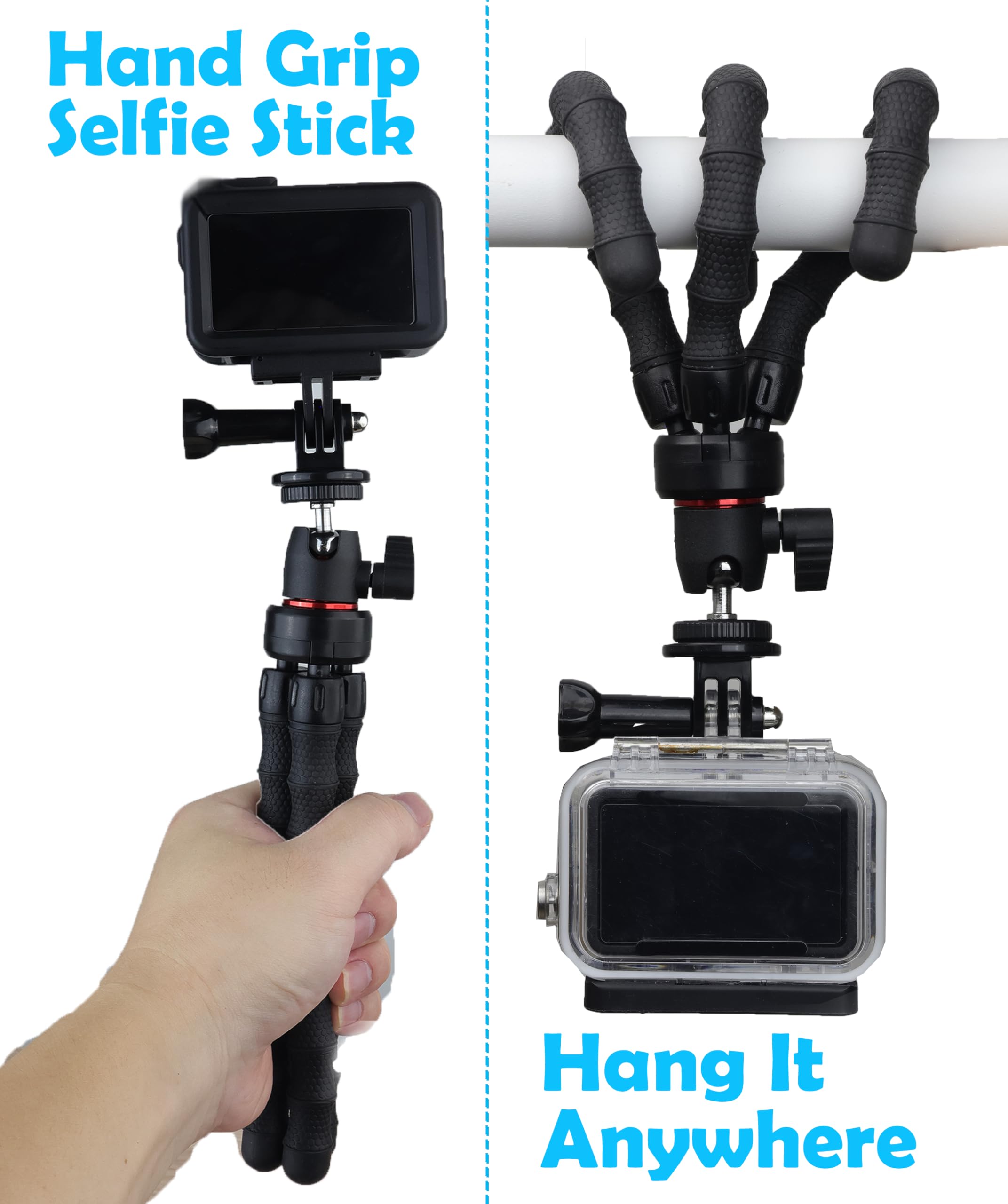 Flexible Camera Tripod for GoPro Hero 13/12/11/10/9 - Bendable 360° Rotating Mount Stand with Phone Holder for Vlogging, YouTube, Travel & Action Photography