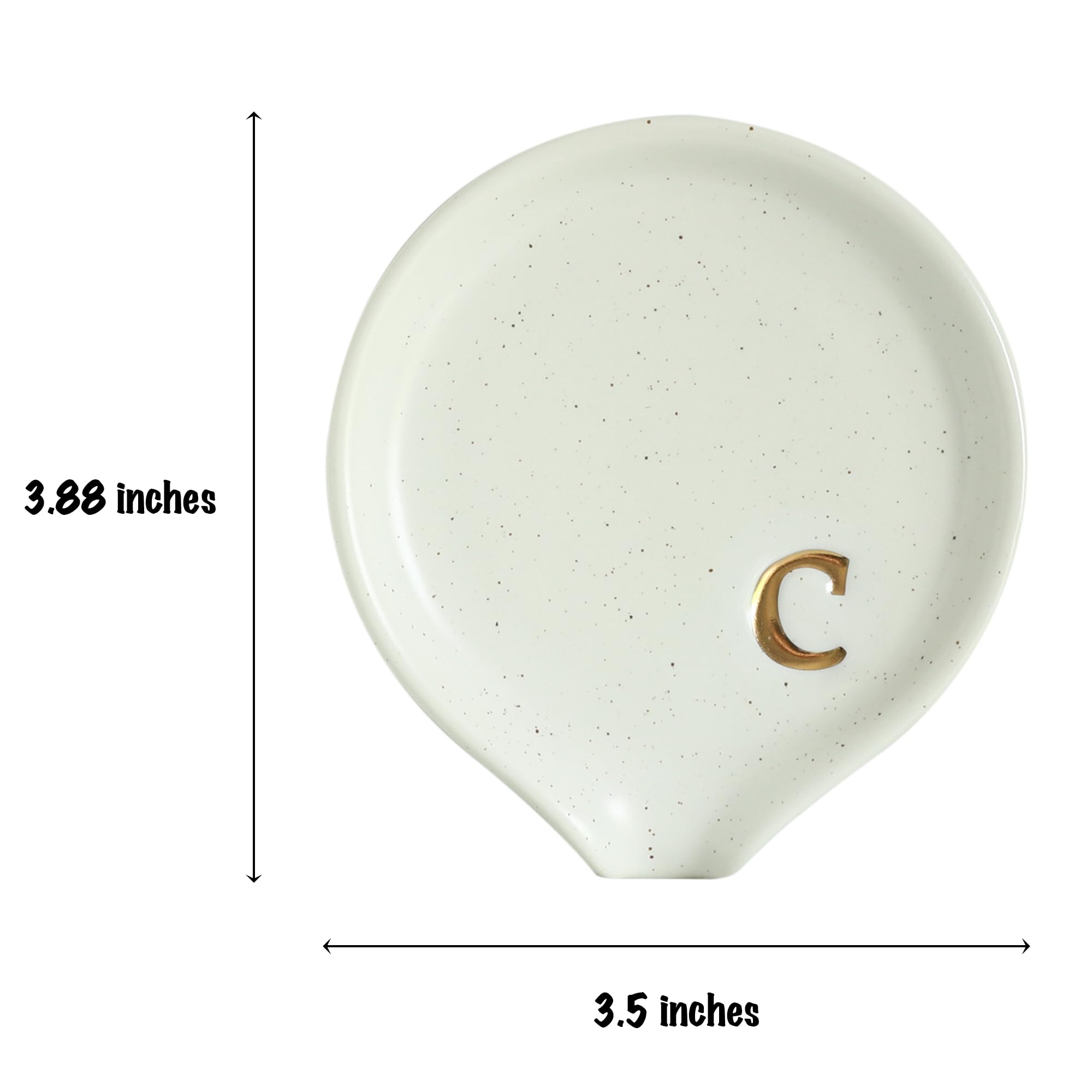 Collective Home - Personalized Monogram Ceramic Spoon Rest for Coffee & Tea, 3.8 Inch Mini Teaspoon Holder, Perfect for Stove, Coffee Bar & Kitchen Counter Decor - Ideal for Coffee Lovers & Home Decor Enthusiasts