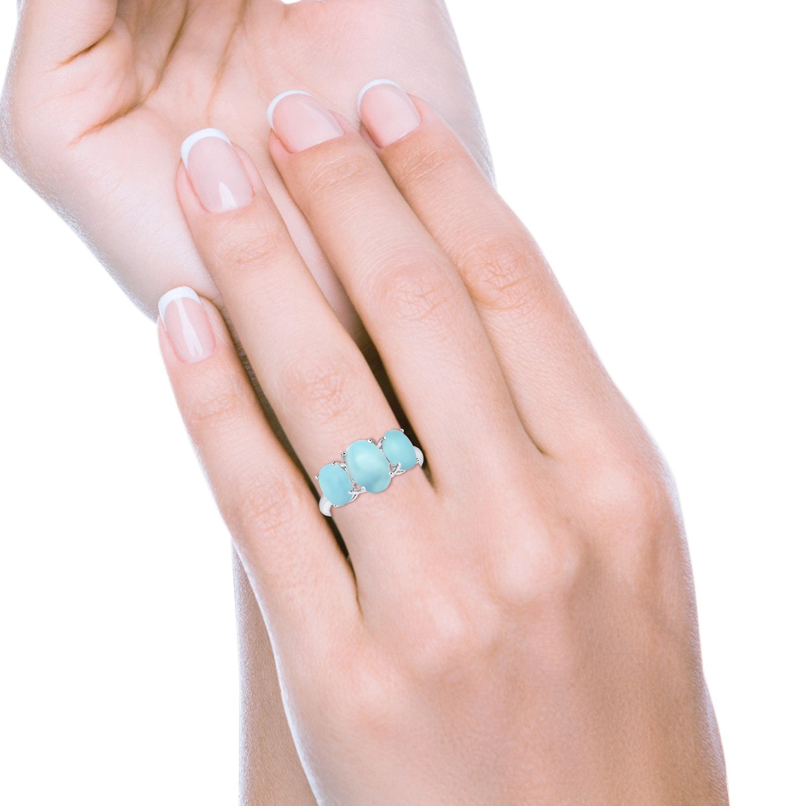 3 Stone Oval Created Opal Fashion Ring - 925 Sterling Silver Jewelry for Women, Elegant Gift for Birthday, Anniversary & Special Occasions
