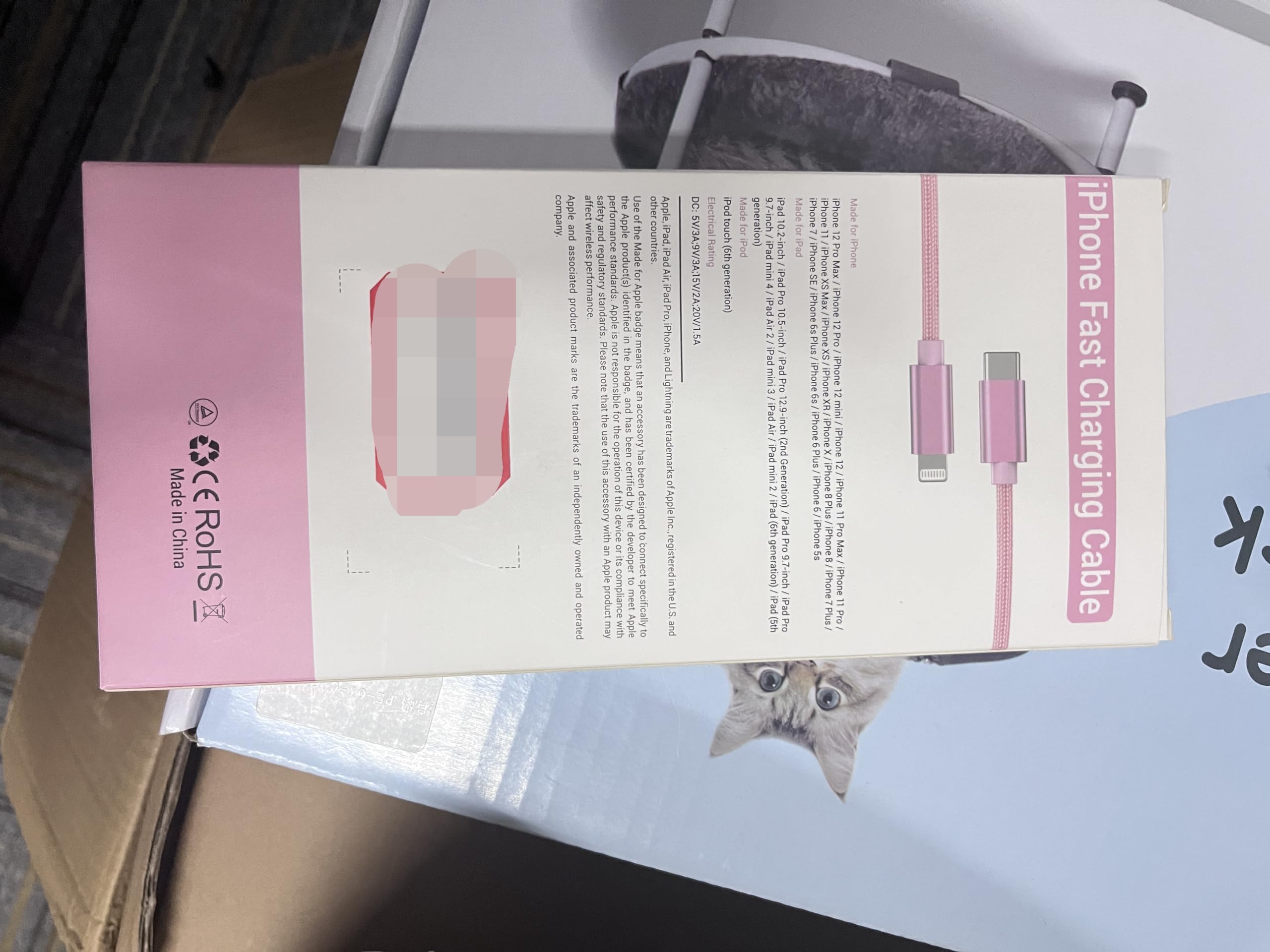 **MFi Certified USB C to Lightning Cable 3 Pack (6ft) - Fast Charging & Data Sync Nylon Braided iPhone Charger Cord for iPhone 14/13/12/11/Pro Max/X/8/SE, iPad & MacBook - Durable & Tangle-Free (Pink) - Perfect for Home, Office & Travel**