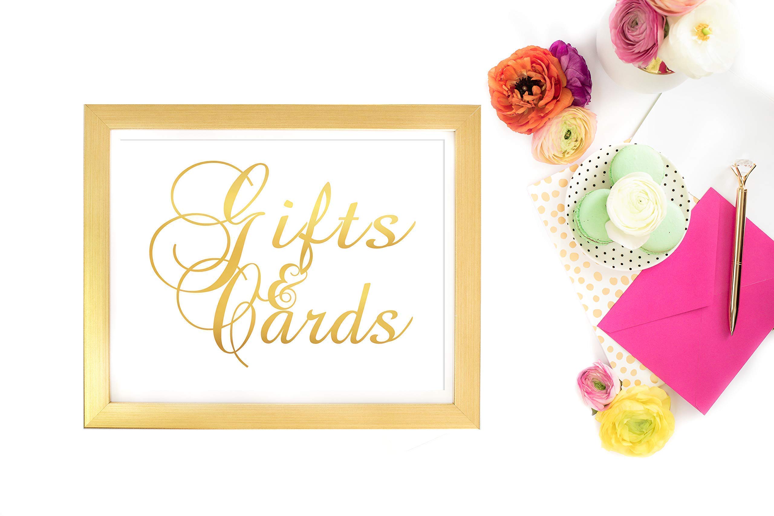 Gold Foil-Pressed Wedding & Birthday Party Table Sign - Customizable Foil Color Cards and Gifts Sign | Perfect for Bridal Showers, Anniversary Celebrations, and Special Events