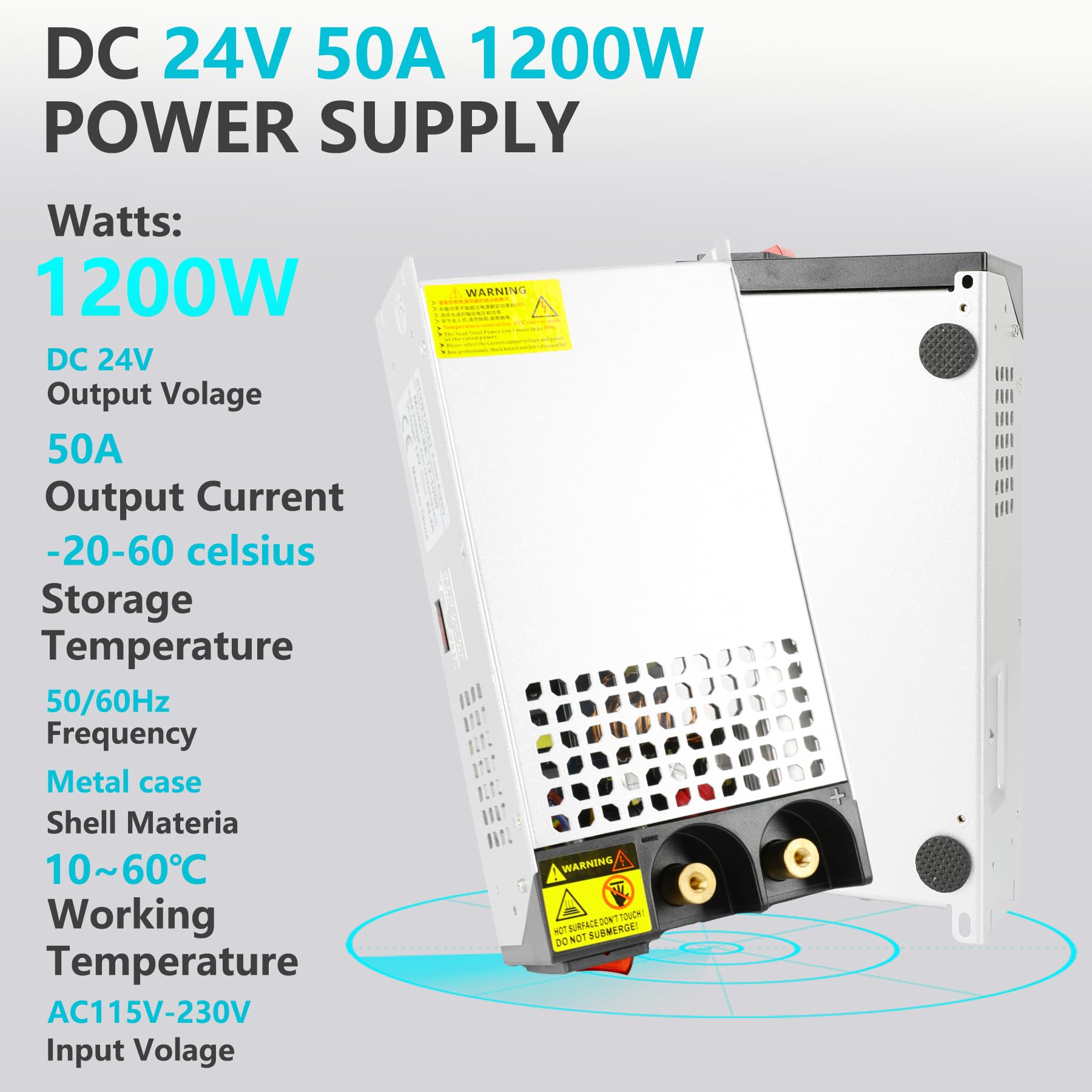 24V 50A 1200W Power Supply Converter - AC 110V to DC 24V Transformer Adapter - High Efficiency Switching PSU for LED Strips, CCTV Cameras, Security Systems, 3D Printers & Ham Radios - Perfect for Home/Office Electronics & DIY Projects