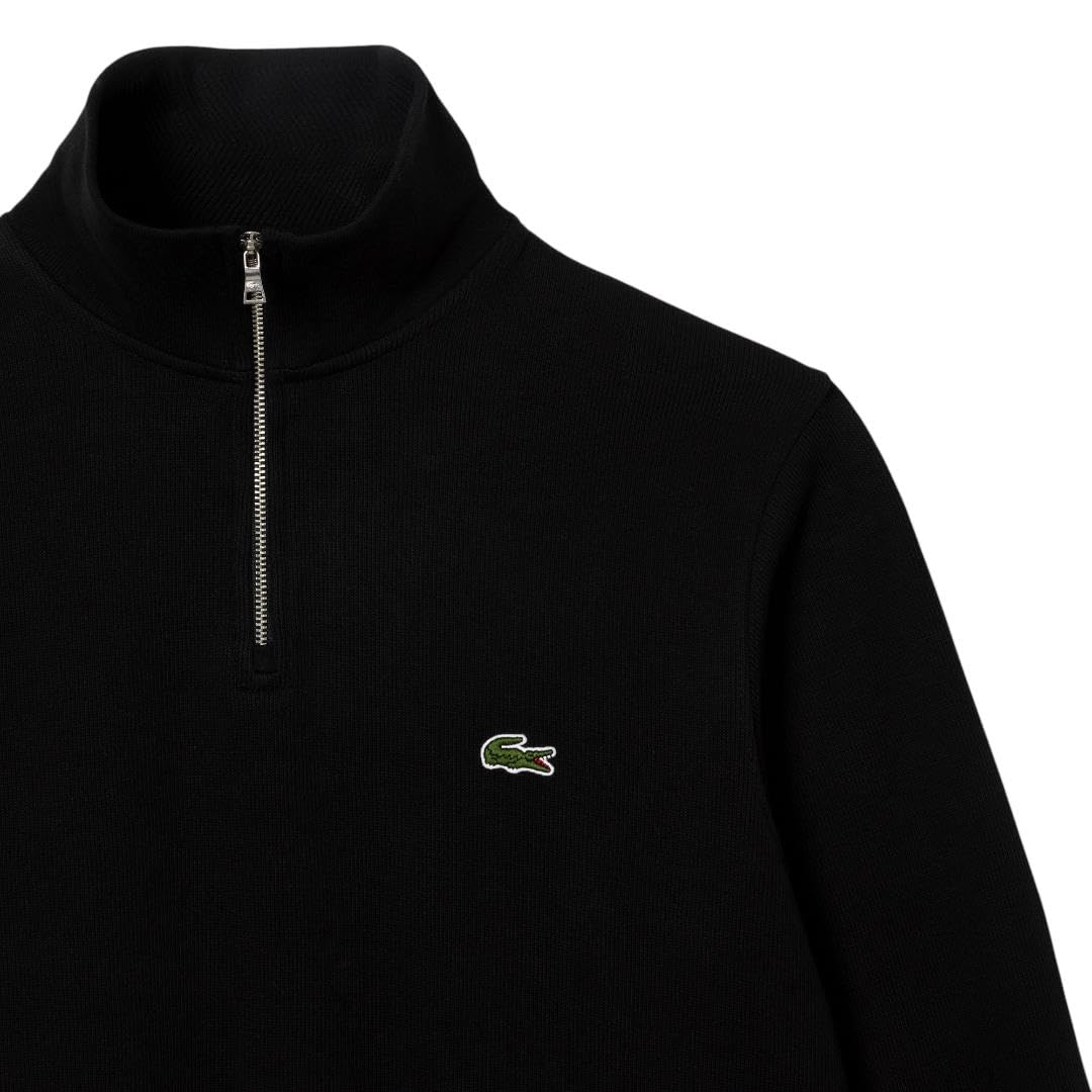 Lacoste Men's Long Sleeve Quarter Zip Cotton Sweatshirt - Comfortable Casual Pullover for Golf, Work & Everyday Wear