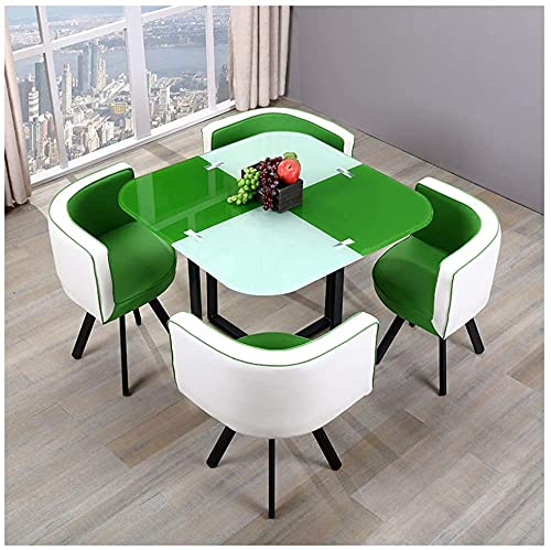 Modern Glass Dining Table Set with 4 Chairs - Kitchen, Hotel & Patio Furniture for Home, Coffee & Tea Time - Perfect for Dining Room, Bar, Balcony or Bedroom Decor