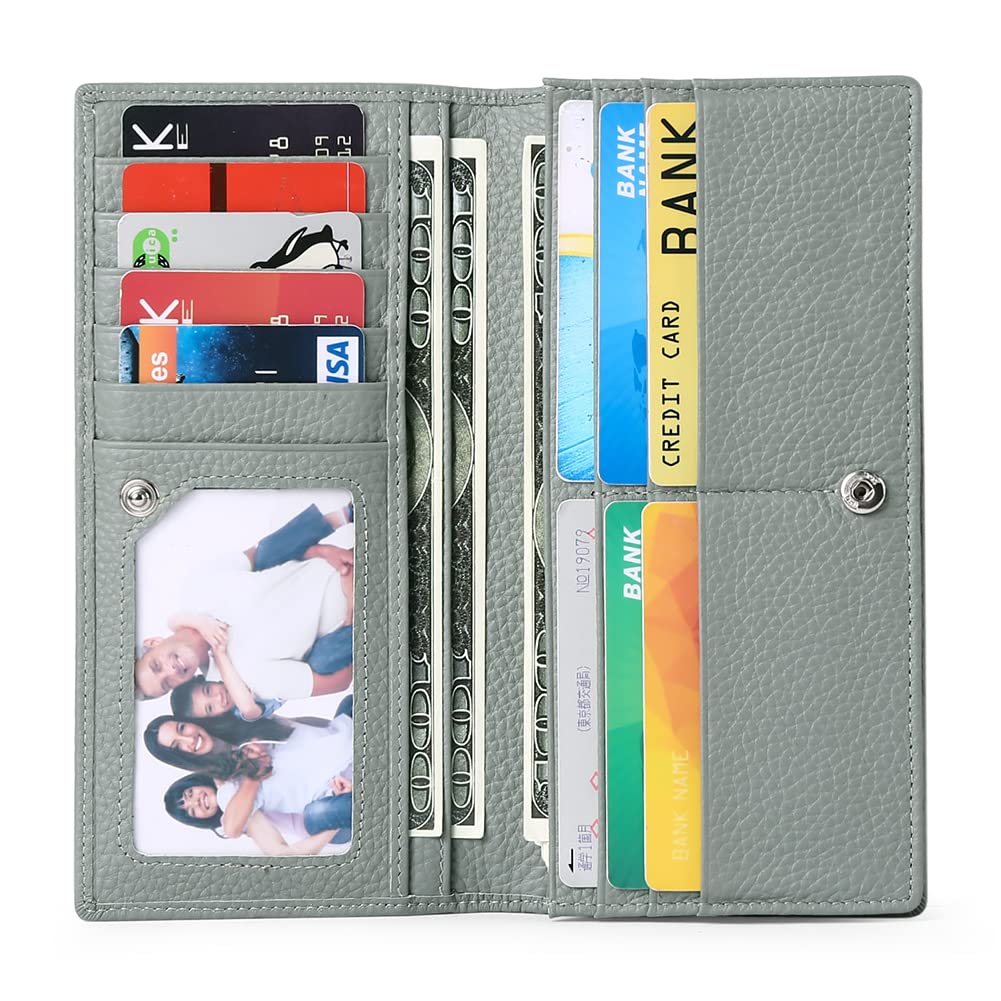 GOIACII Women's RFID Blocking Ultra Slim Genuine Leather Wallet - Credit Card Holder & Clutch Purse for Everyday Use, Travel, and Business