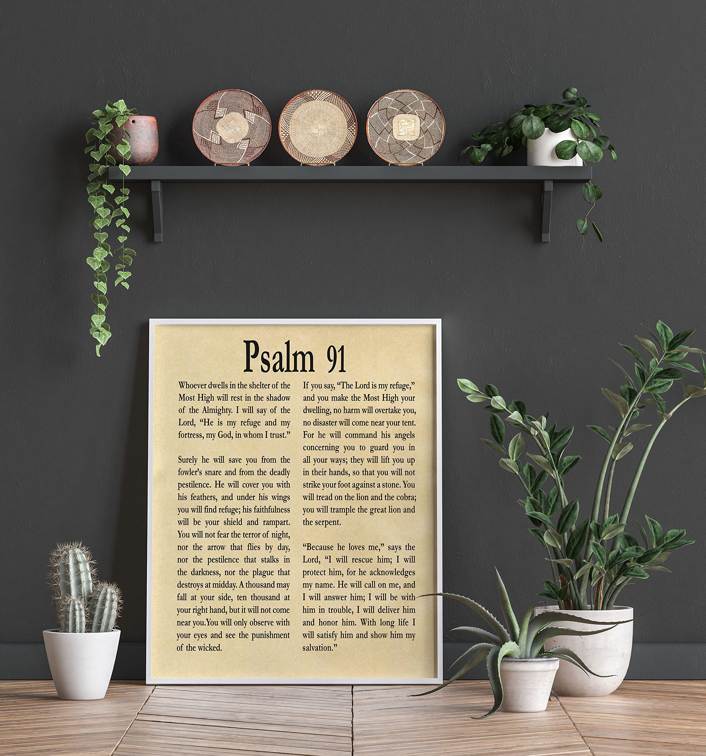 Psalm 91 Wall Art - Inspirational Bible Verse Scripture Print for Home & Office Decor (11x17 Parchment) | Christian Religious Gift for Men & Women | Faith-Based Wall Quotes & Posters - Perfect for Bedroom, Living Room or Church Decor