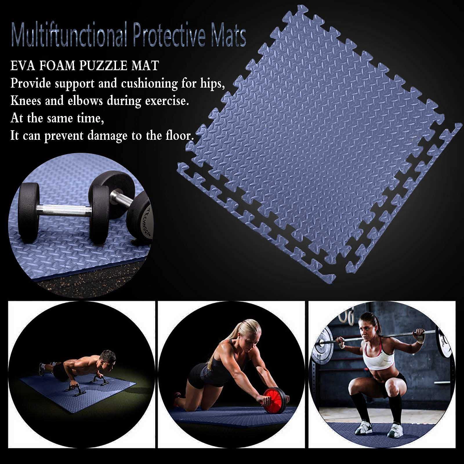 Premium EVA Foam Exercise Mats - 12-Piece Interlocking Gym Floor Tiles for Home Workouts, Yoga, Pilates & Treadmill Protection (60x60x1cm, Navy Blue) - Ideal for Home Gyms, Fitness Studios & Kids Play Areas