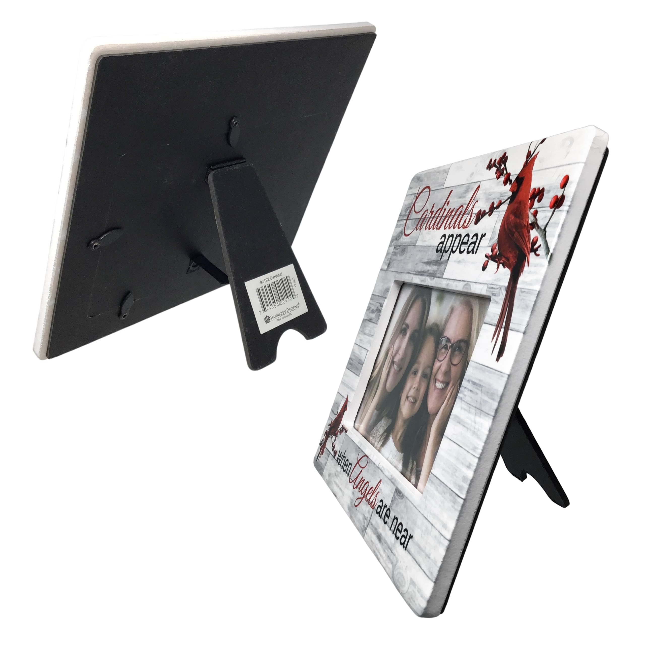 BANBERRY DESIGNS Memorial Picture Frame - Wood Grain Look with Red Cardinals on Berry Branches - Sympathy Gift for Loss of Loved One - Perfect for Condolence, Funeral, or Home Memorial Display