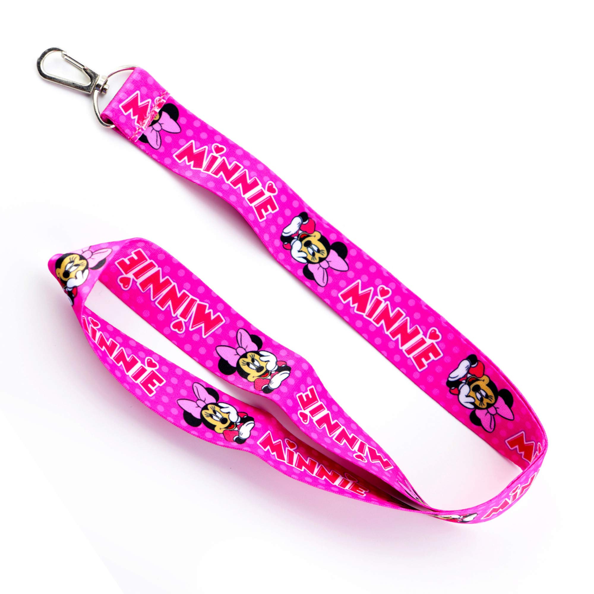 Pink Minnie Mouse Keychain Lanyard - ID Badge Holder for Work & School
