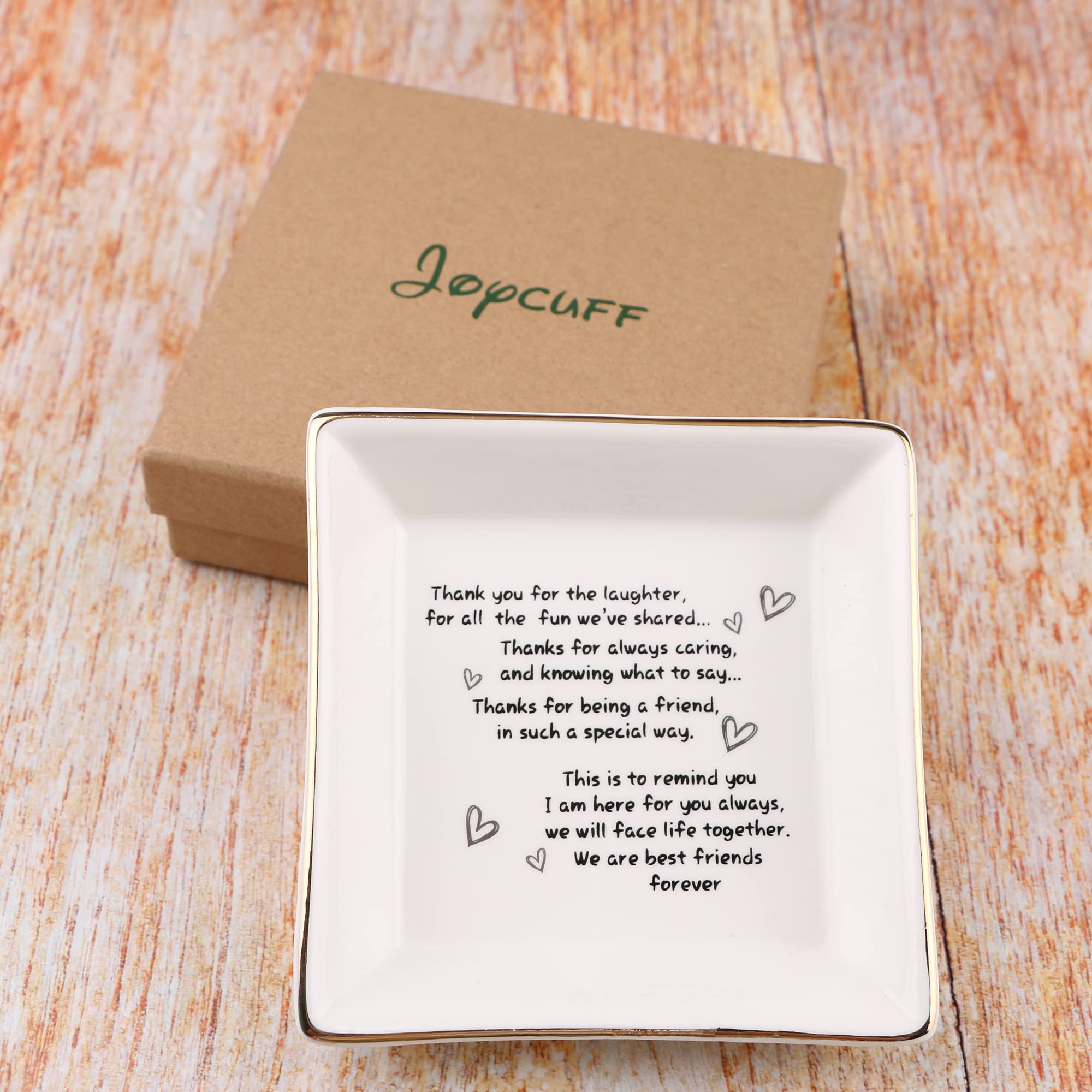 JoycuFF Unique Jewelry Holder & Trinket Dish Tray - Perfect Friendship Gift for Women, Birthday, Thanksgiving & Christmas Presents - Ideal for Bedroom Vanity, Dresser Organizer & Gift Giving Occasions