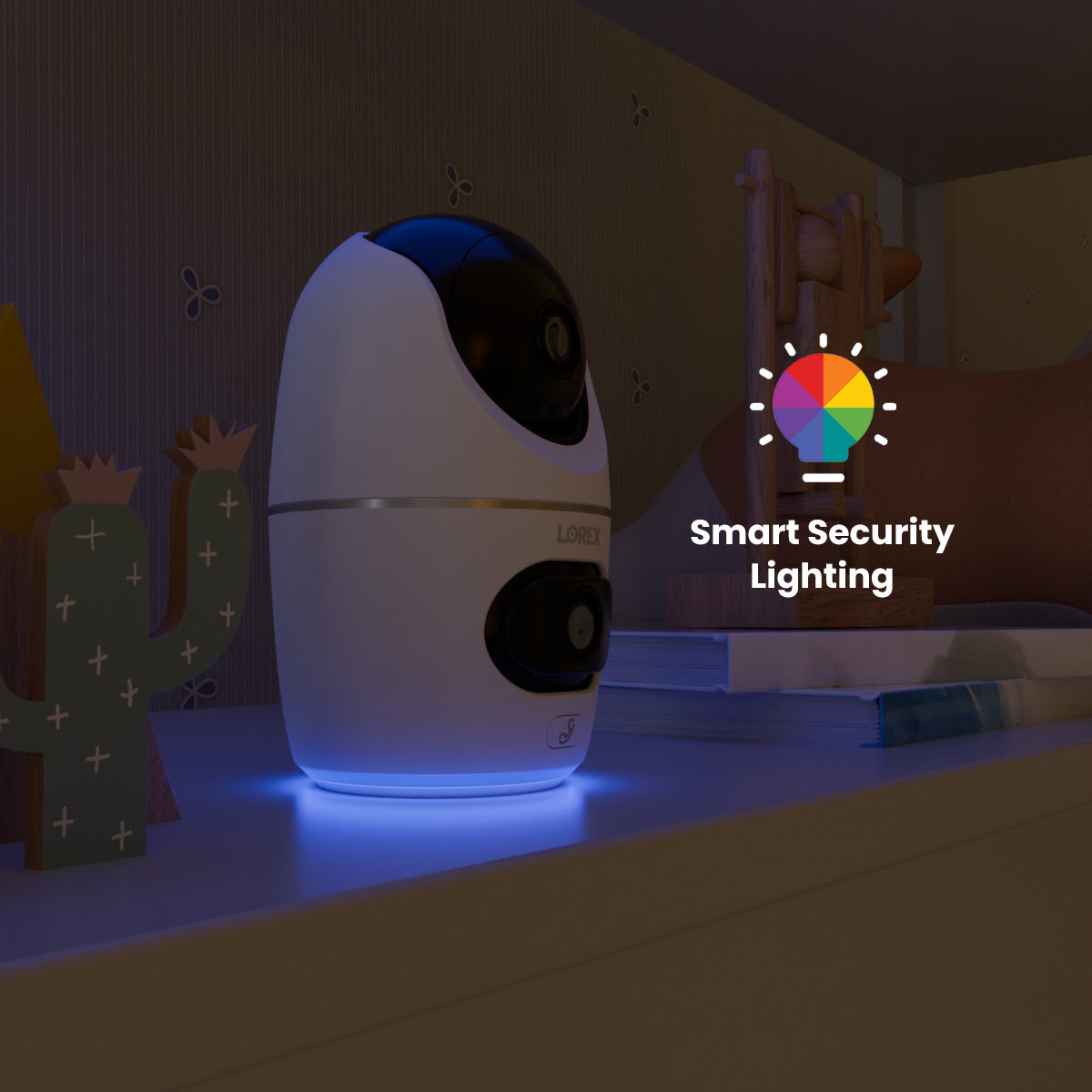 Lorex 2K Dual Lens Indoor Pan Tilt Wi-Fi Security Camera with 32GB Storage & Cloud Support - Home, Office, Baby & Pet Monitoring Security System
