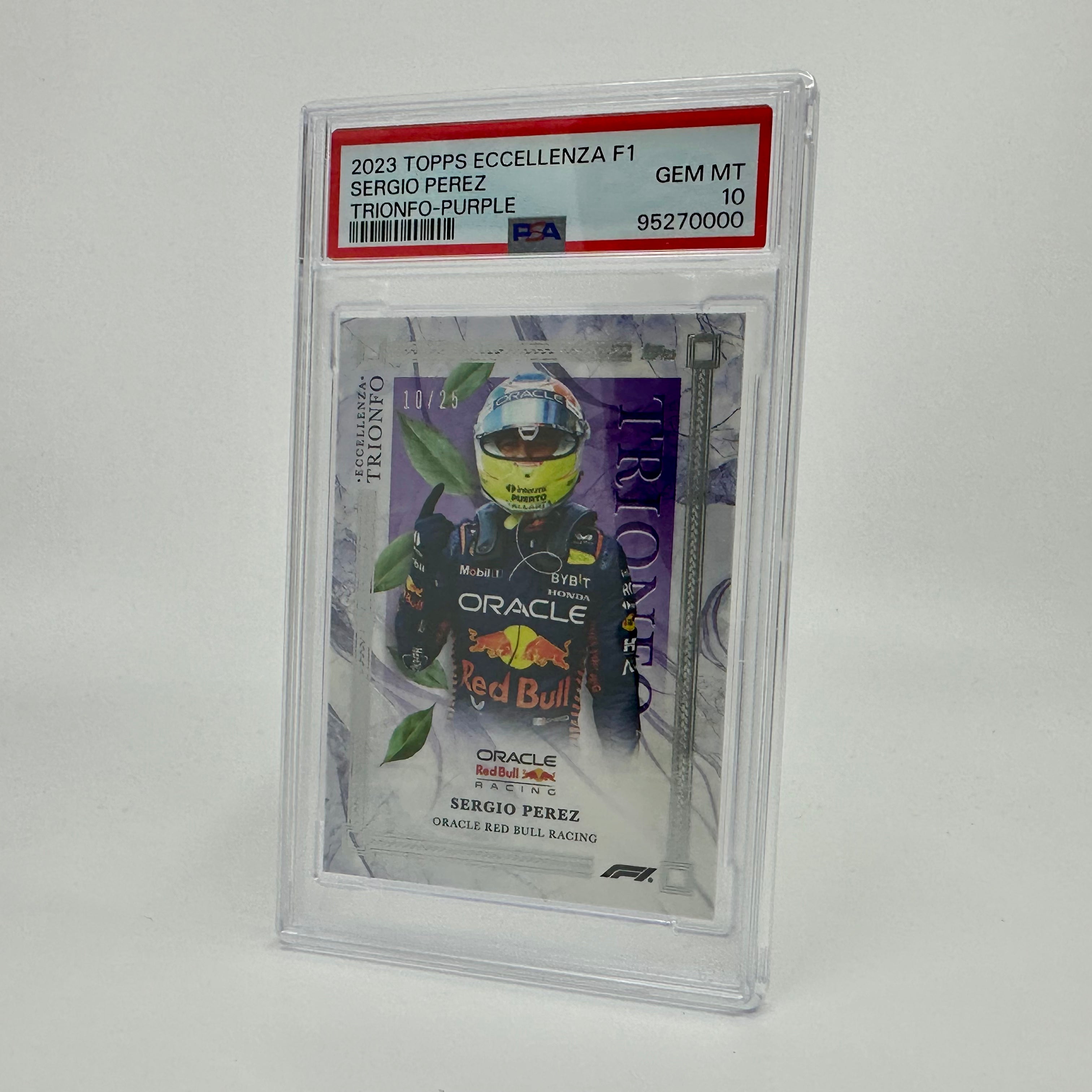 2023 Eccellenza Trionfo PSA 10 Sergio Perez Purple 10/25 - Rare Trading Card for Collectors & F1 Racing Fans, Perfect for Display & Investment