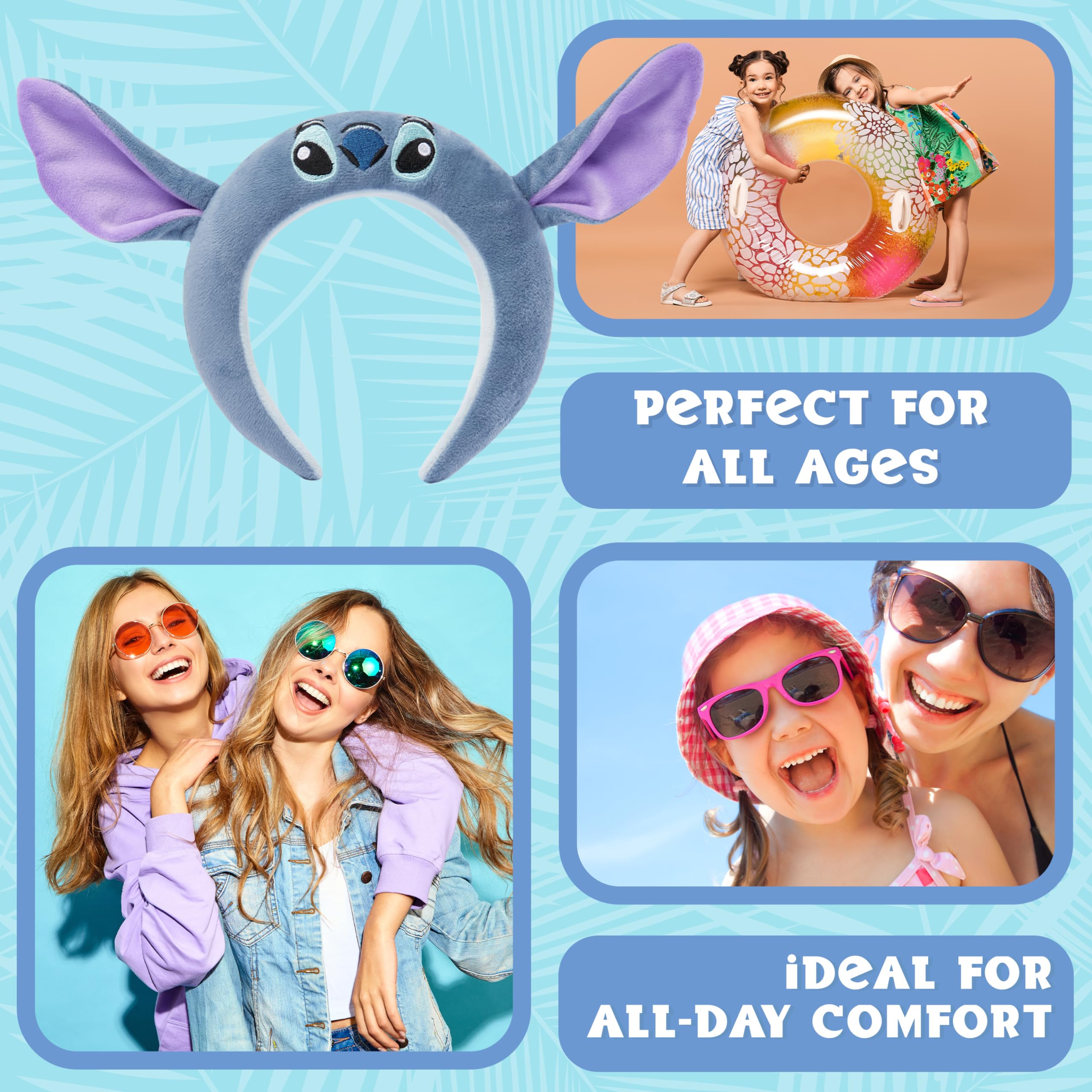 Disney Stitch Girls Headband with Ears - Cute Hair Accessories for Kids & Teens - Perfect for Skincare, Fancy Dress Parties, Cosplay & Stitch Themed Gifts - Great for Birthday, Halloween & Disney Fans